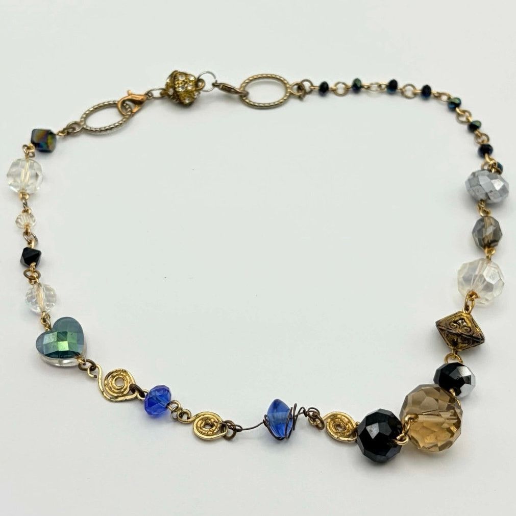 Other Gold & Blue Spiral Beaded Necklace Size ONE SIZE - 3 Thumbnail