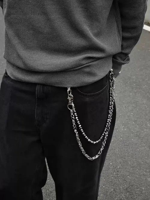 Jewelry Silver Double Chain Wallet Accessory, Men's Chain Size ONE SIZE - 2 Thumbnail