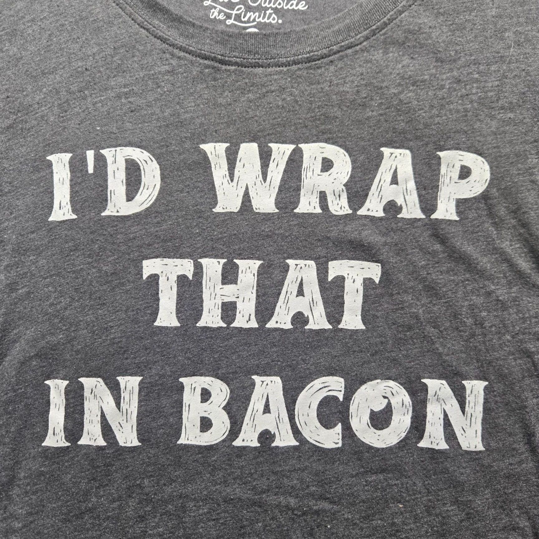 Next Level I'd Wrap That In Bacon Shirt Tank Top 2X Women Gray Cotton Blend Funny Casual Sleeveless Round Neck Next Level Graphic Print Vintage No Size XXL / US 16-18 / IT 52-54 - 2 Thumbnail