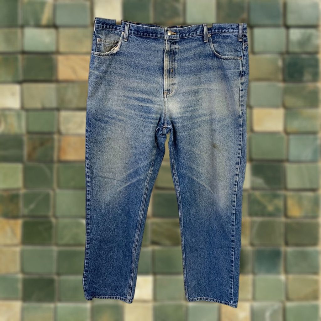 Vintage VINTAGE Member's Mark Jeans Men Big & Tall 44x32 Blue 100% Cotton Denim Button Zipper Relaxed Straight USA Fall Winter Season Mens Size US 44 / EU 60 - 1 Thumbnail