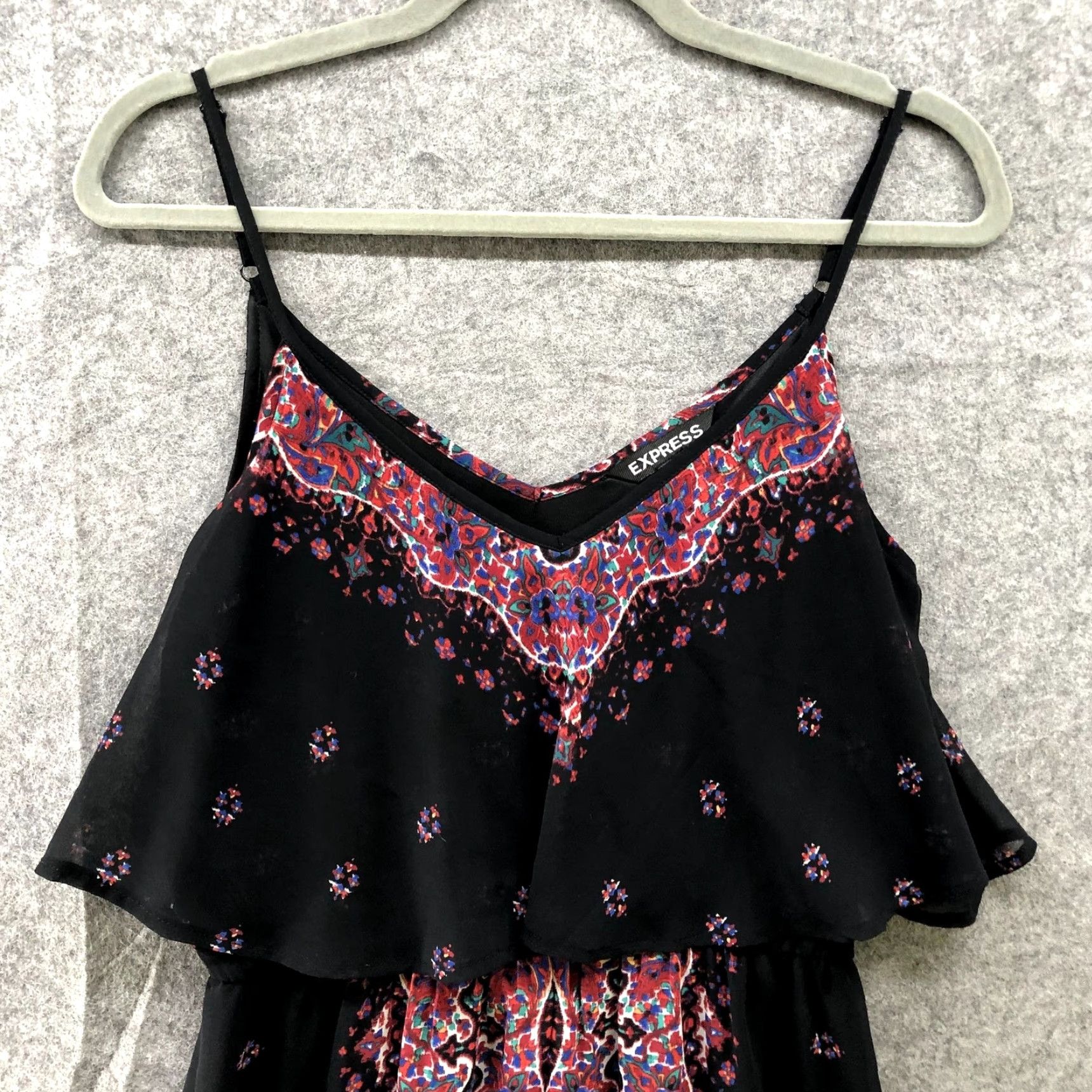 Express Express Maxi Dress Womens S Black Red Paisley Boho Cami Chiffon Split Front Size S / US 4 / IT 40 - 3 Thumbnail