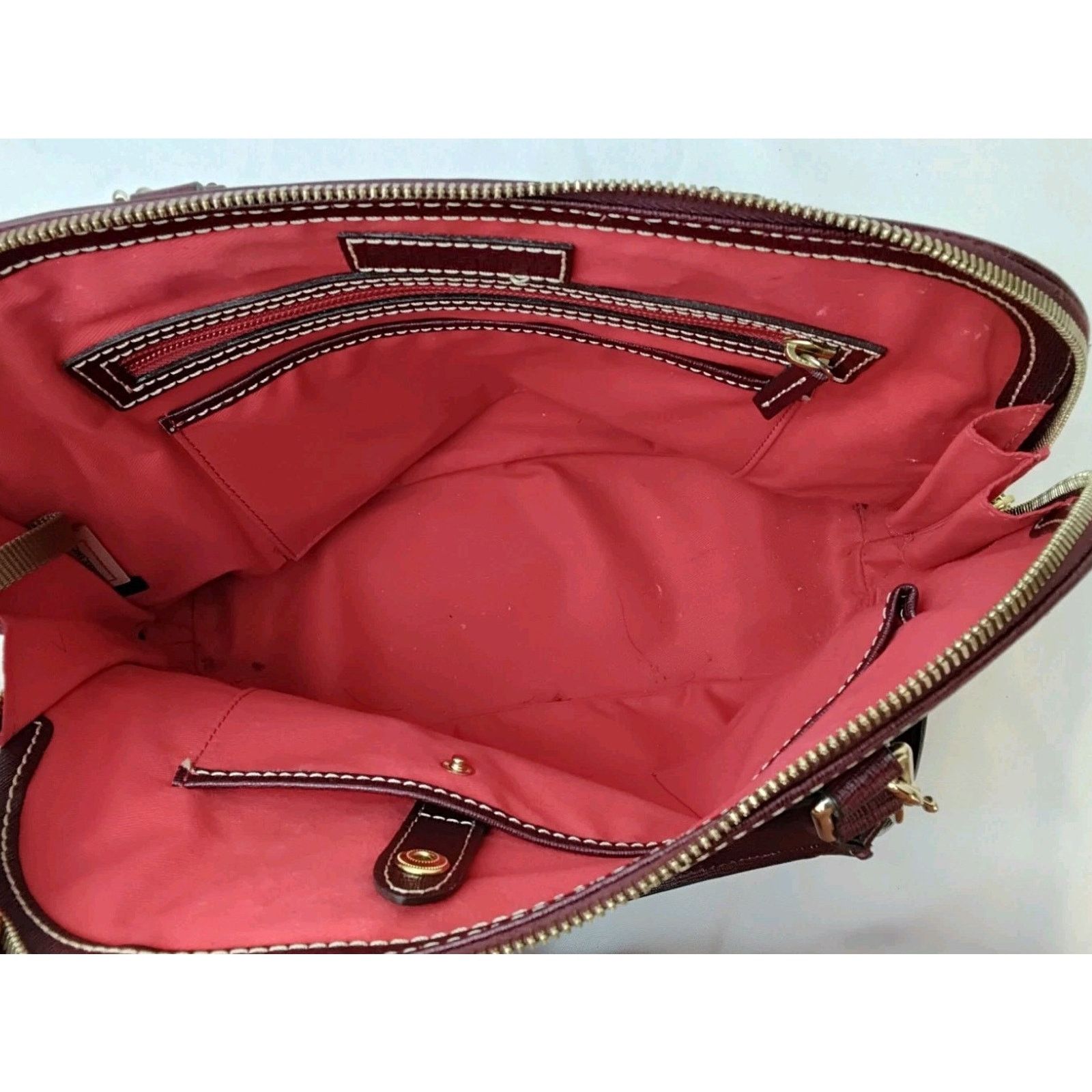 Dooney & Bourke Dooney & Bourke Satchel Handbag Deep Red Brushed Leather Size ONE SIZE - 11 Thumbnail