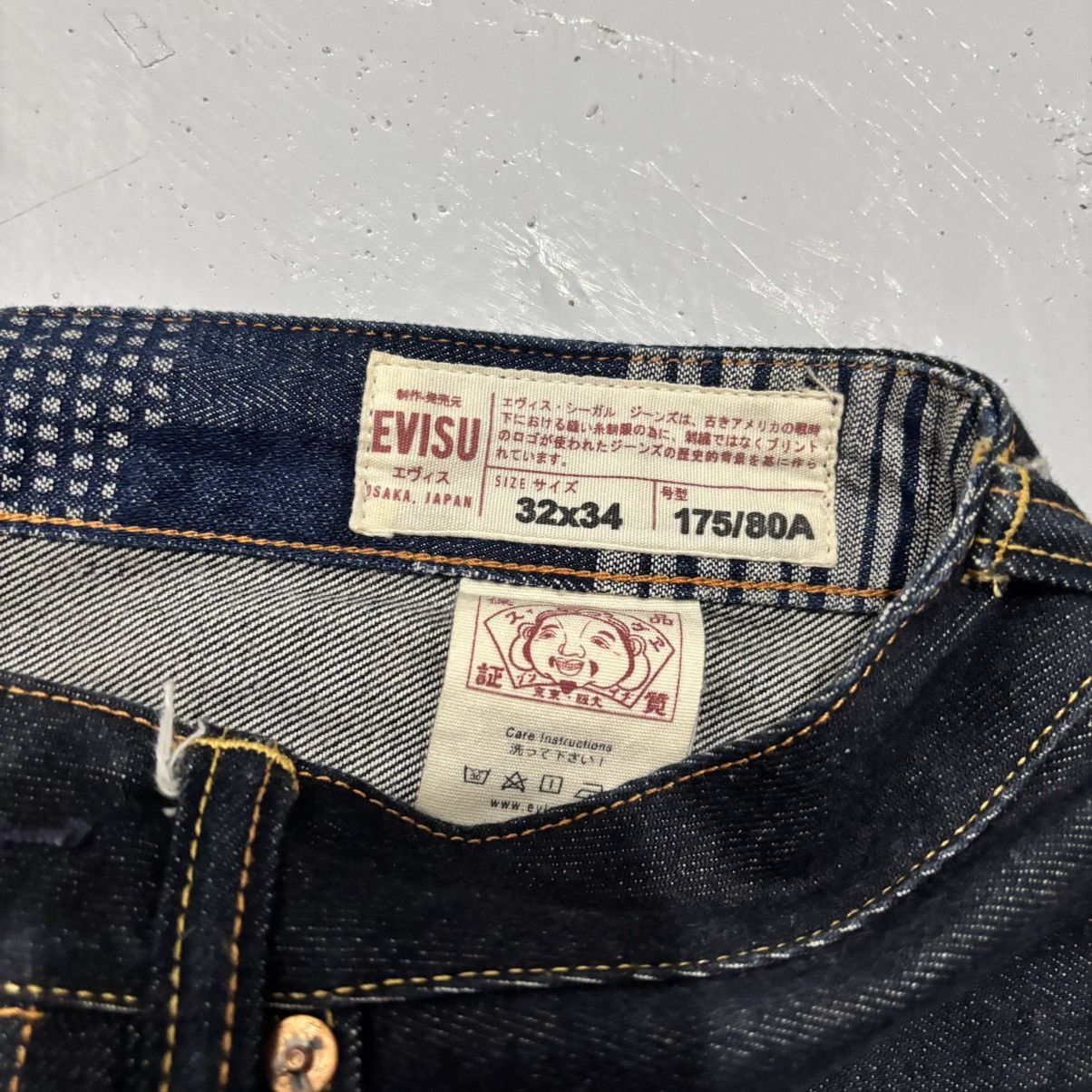 Evisu EVISU CHECKERED PATCH WORK DAICOCK STRAIGHT CUT JEANS Size US 32 / EU 48 - 7 Thumbnail