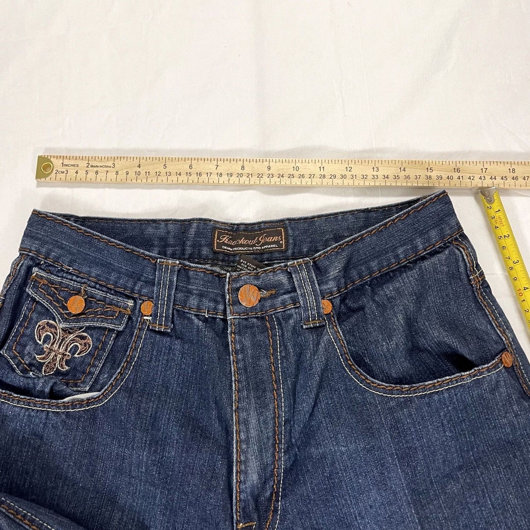 Denime Knockout Jeans Men’s 36x34 Denim Embroidered Flap Pocket Style 1026 Baggy KO Jeans Size US 34 / EU 50 - 4 Thumbnail