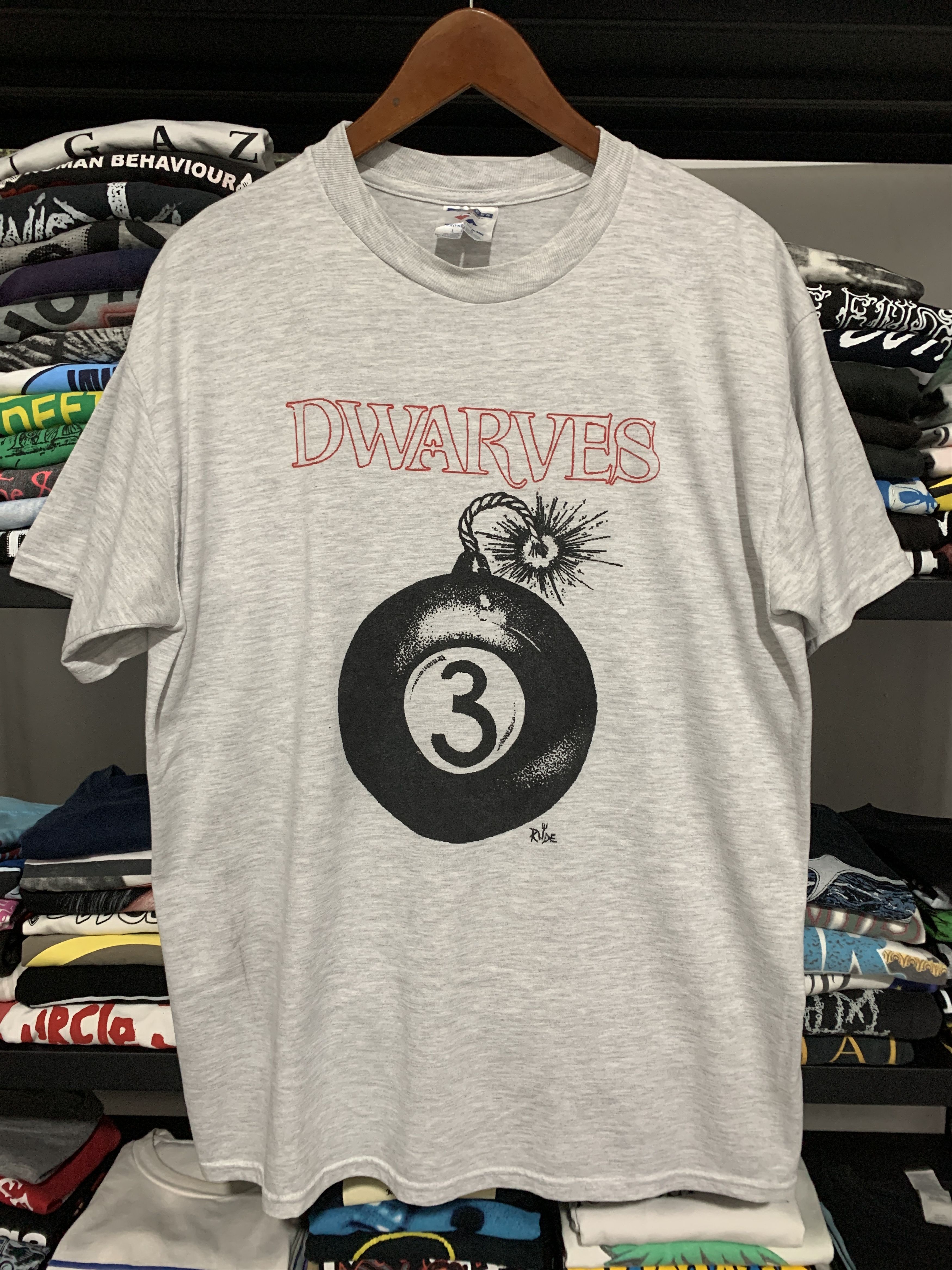 image of Band Tees x Grail Vintage Dwarves Lucky Tonight in Grey, Men's (Size Large)