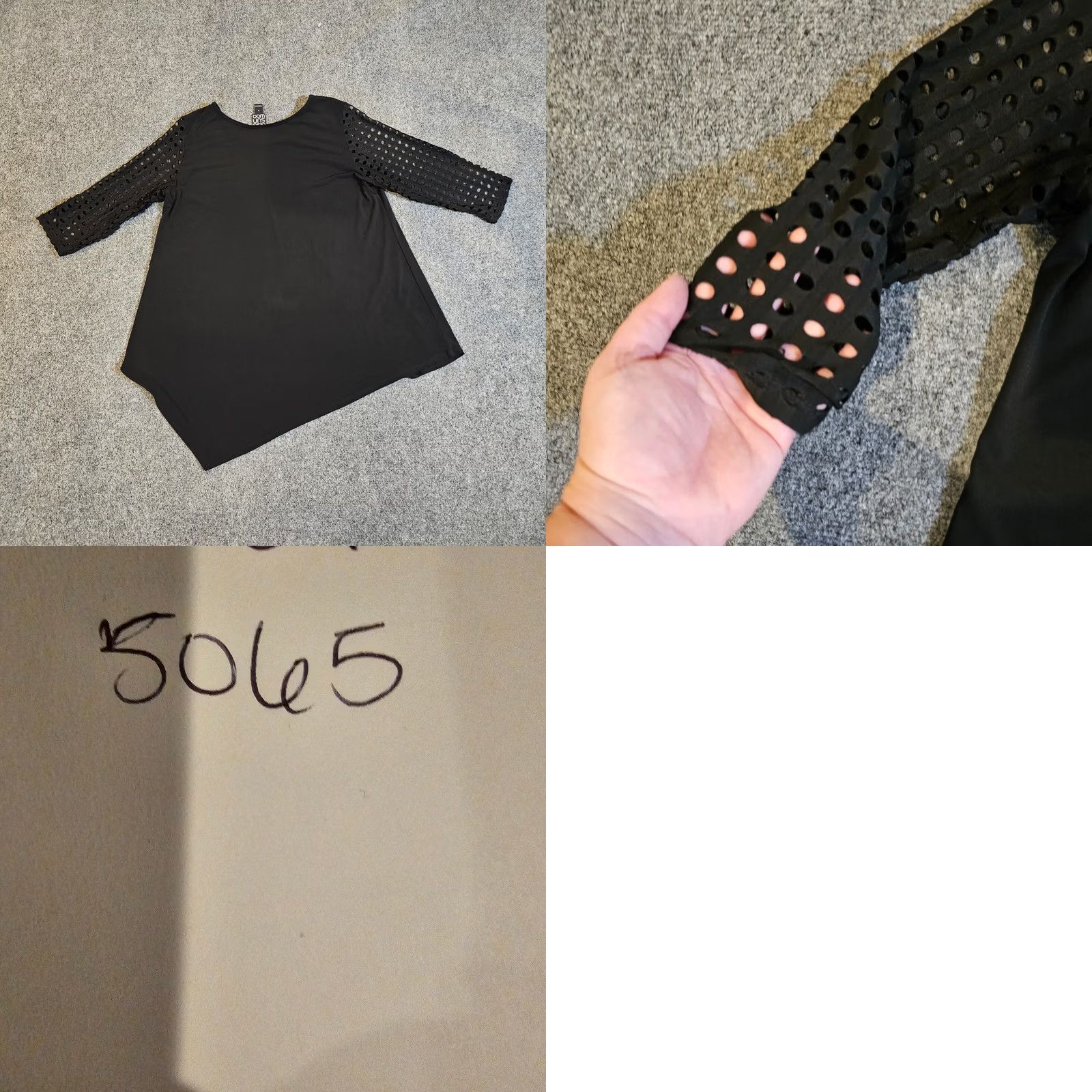 Vintage Clara Sun Woo Top Tunic Women Large Black Asymmetrical Open Knit Sleeves Casual Pattern: Solid Size L / US 10 / IT 46 - 8 Thumbnail