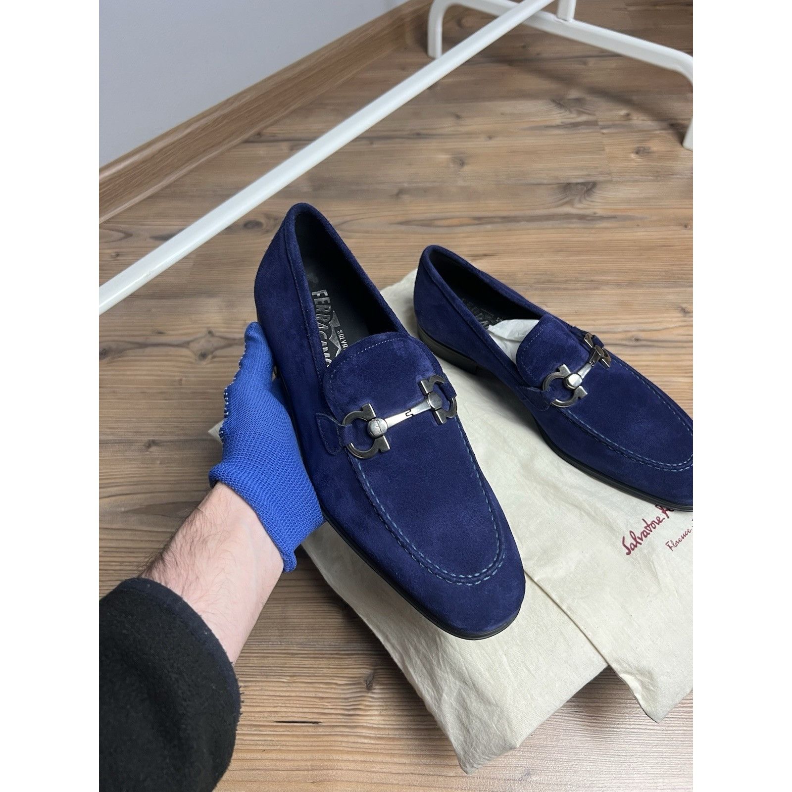 Salvatore Ferragamo NWT Salvatore Ferragamo Men's Blue Flori 2 Suede Loafers Sho Size US 6 / EU 39 - 3 Thumbnail