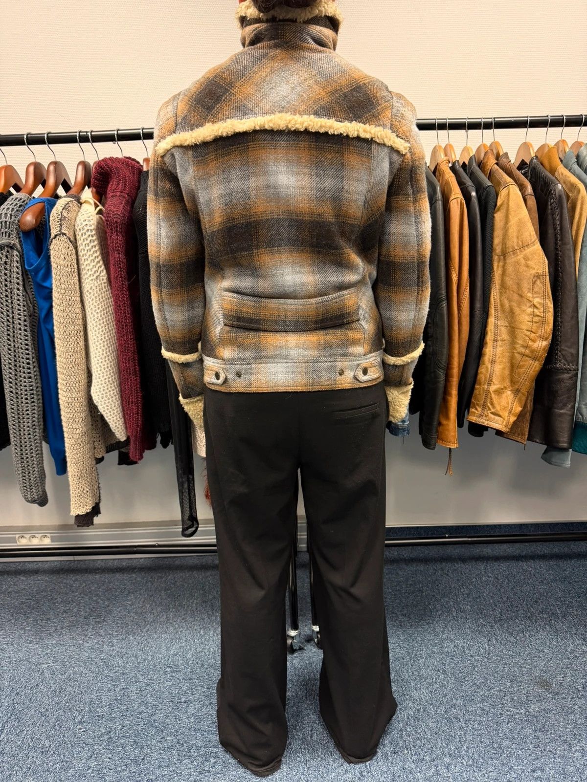 Dolce & Gabbana Dolce Gabbana Wool Brown Checkered Sherling Aviator Jacket Size US M / EU 48-50 / 2 - 5 Thumbnail