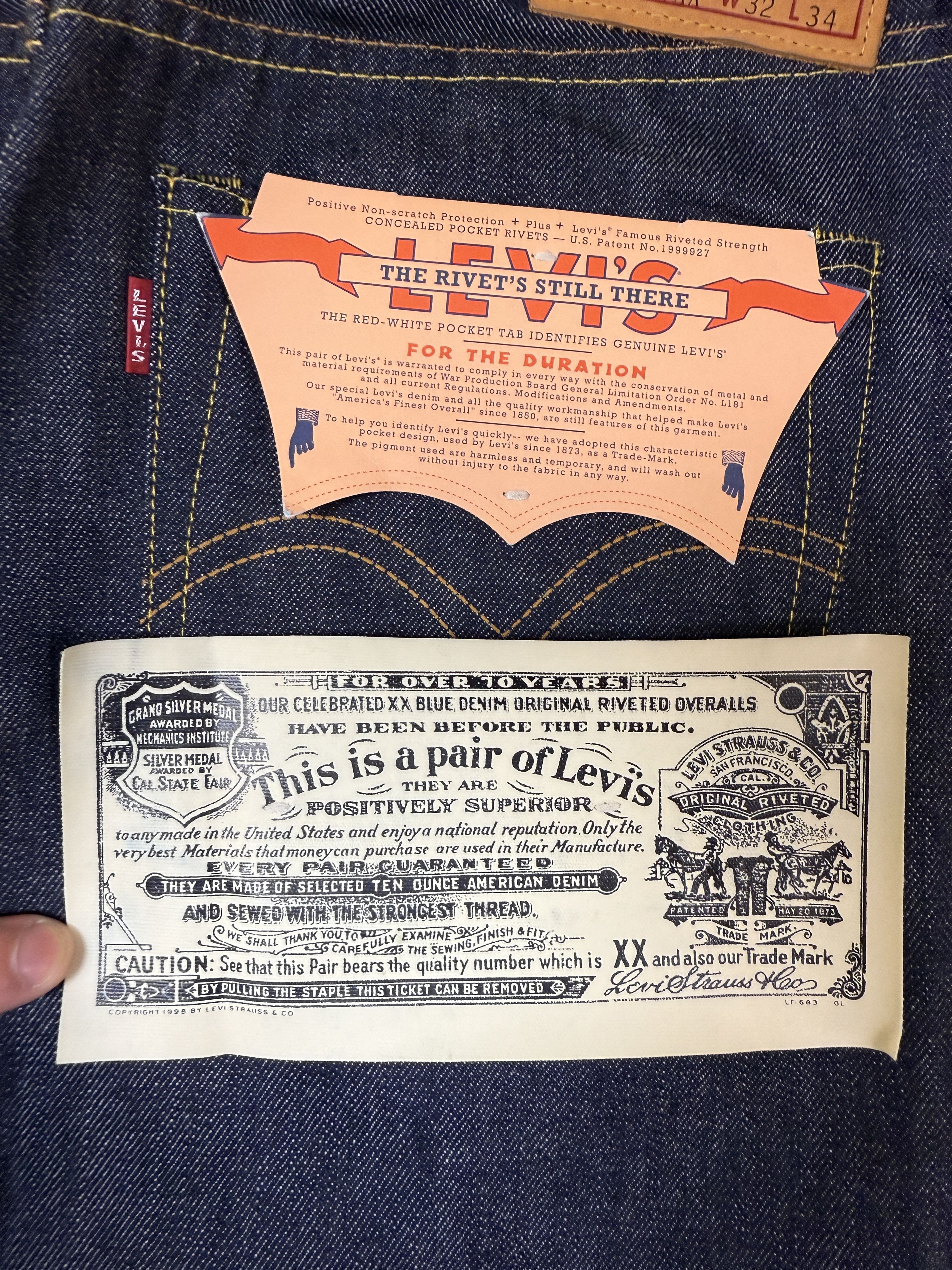 Levi's Vintage Clothing Levi's Vintage 1944 WWII S501XX Cone Mills Denim Jeans Size US 32 / EU 48 - 7 Thumbnail