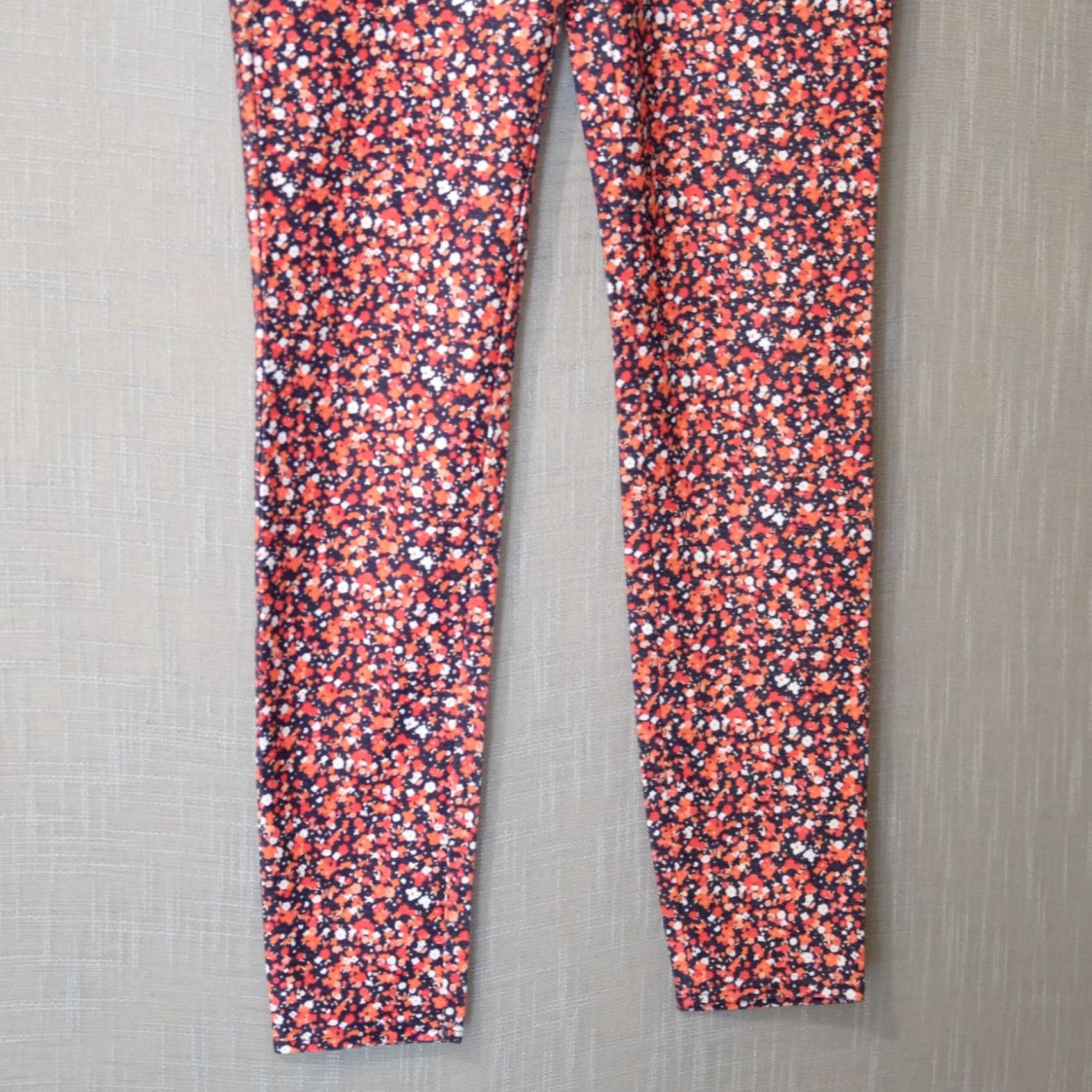 Michael Kors Michael Kors Skinny Jeans Jegging Pull On Floral Womens S Navy/Red/Orange Red/Pink/White XS? No, size S. Size 28" / US 6 / IT 42 - 3 Thumbnail