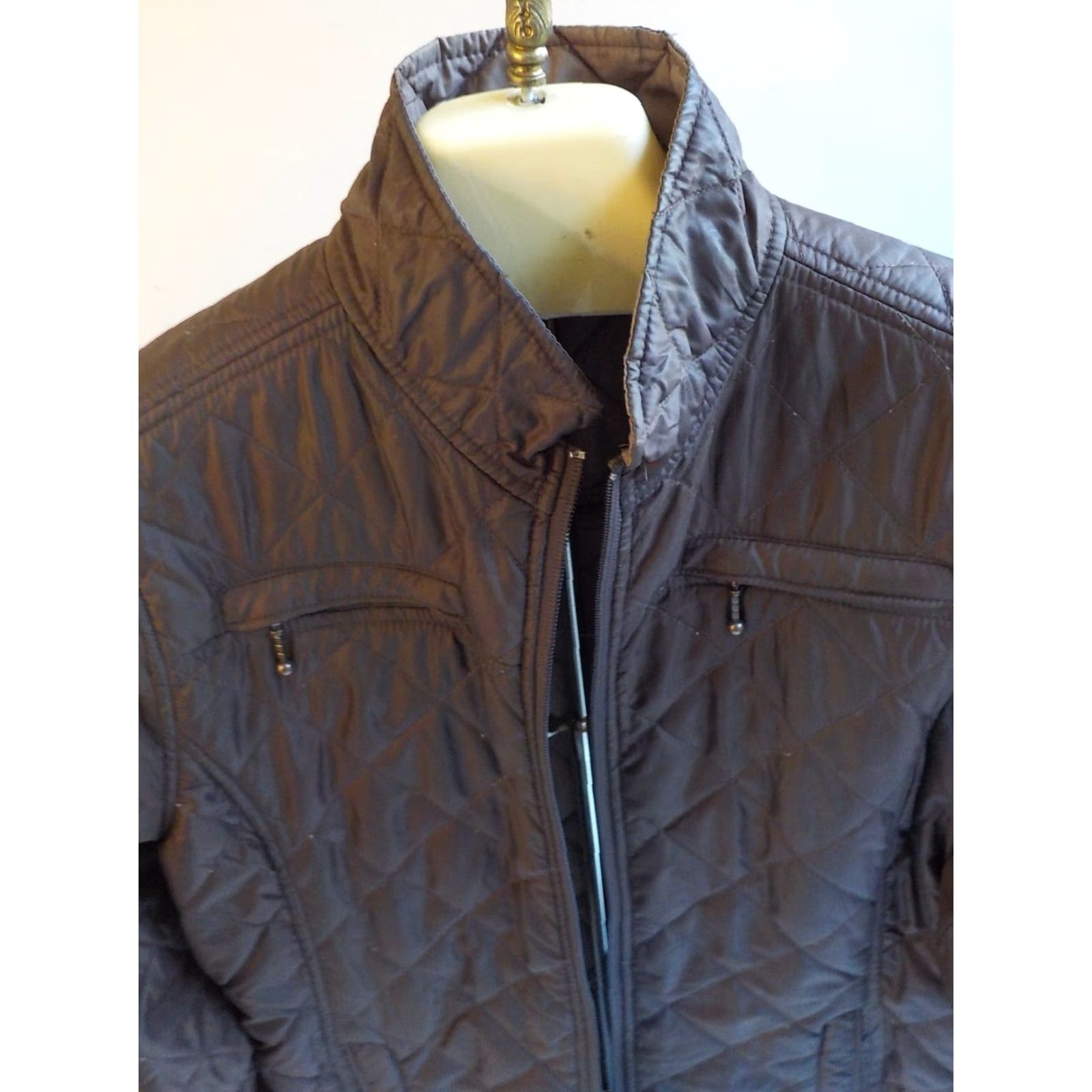 Vintage WOOLRICH Zipper Front Quilted Women's Jacket Brown Polyester Large L +Pockets+Adjustable Cuffs/Waist Good Condition Size L / US 10 / IT 46 - 2 Thumbnail
