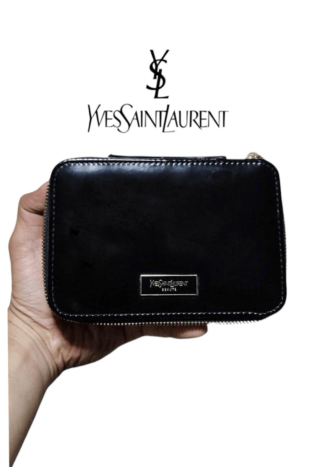 Yves Saint Laurent YSL Beauty Faux Patent Leather Makeup Cosmetic Box W/Mirror Size ONE SIZE - 1 Thumbnail