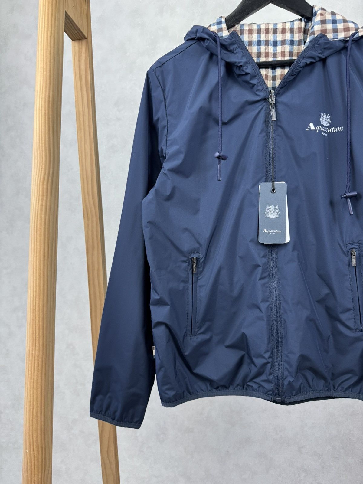 Aquascutum Aquascutum Men`s Hooded Reversible Sailor Checked Jacket Size US S / EU 44-46 / 1 - 3 Thumbnail