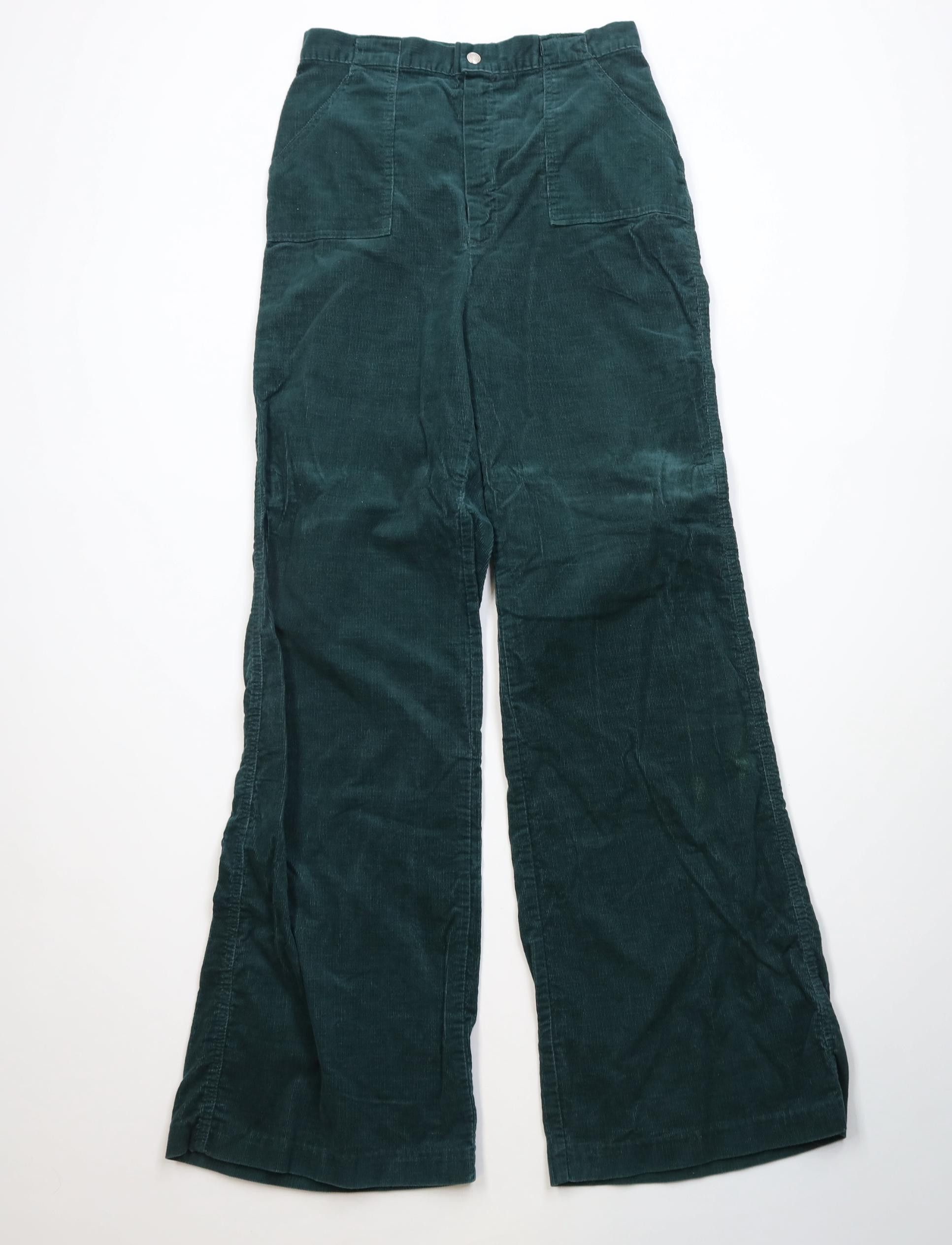 Vintage Vintage 70s Corduroy Wide Leg Bell Bottoms Pants Green USA Size US 30 / EU 46 - 1 Thumbnail