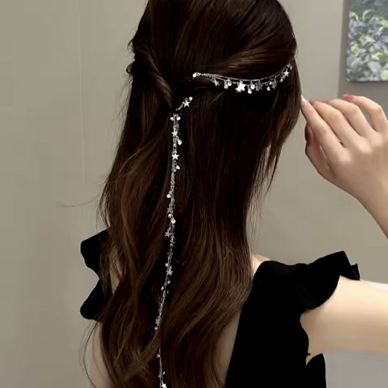 Guess 1pc Guess crystal diamonds stars sliver double tassel Hair Size ONE SIZE - 7 Thumbnail