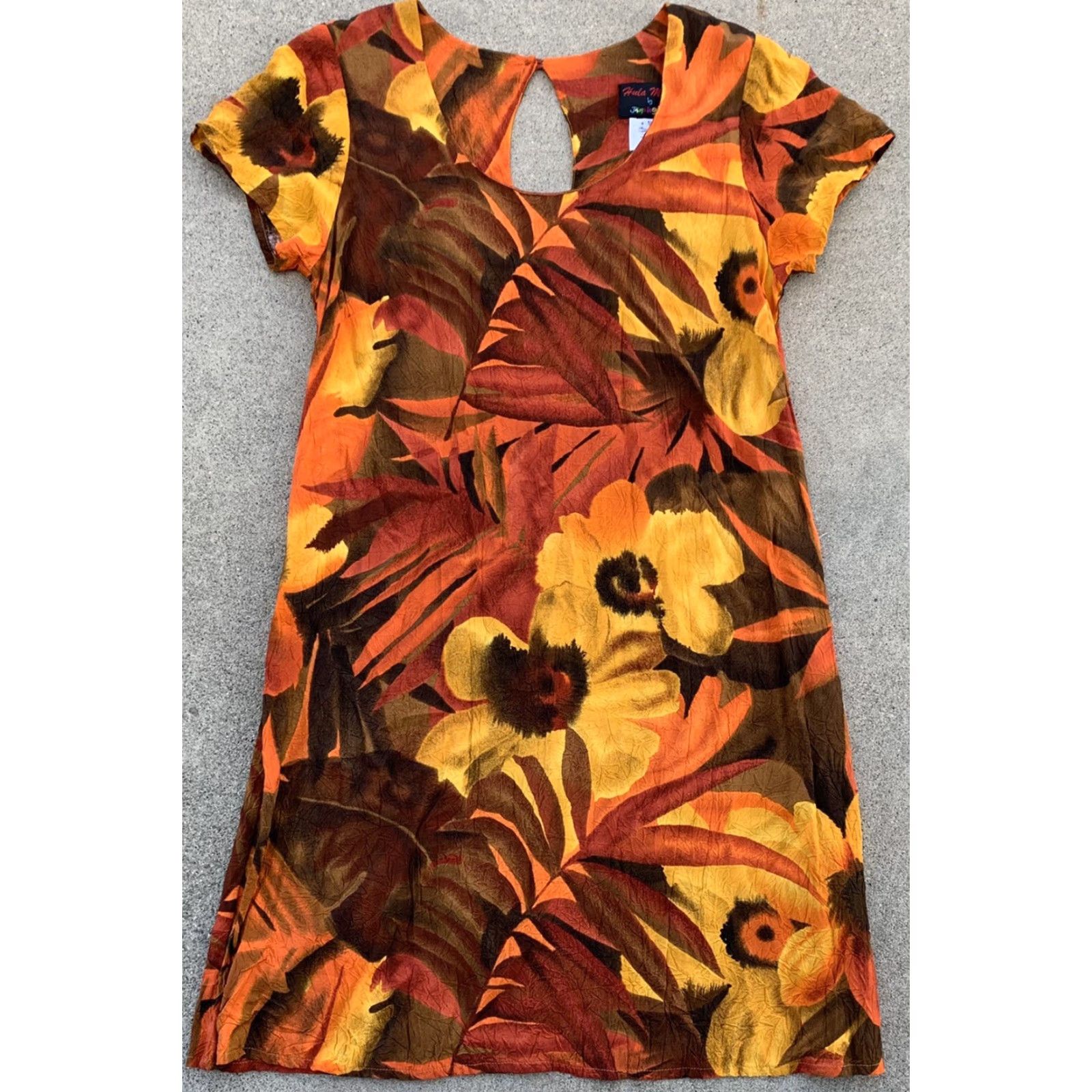 Jams World VINTAGE Jama World Hula Moon dress W398-GOLD S Gold USA HAWAII Womens Small 100% rayon Pullover Size S / US 4 / IT 40 - 4 Thumbnail