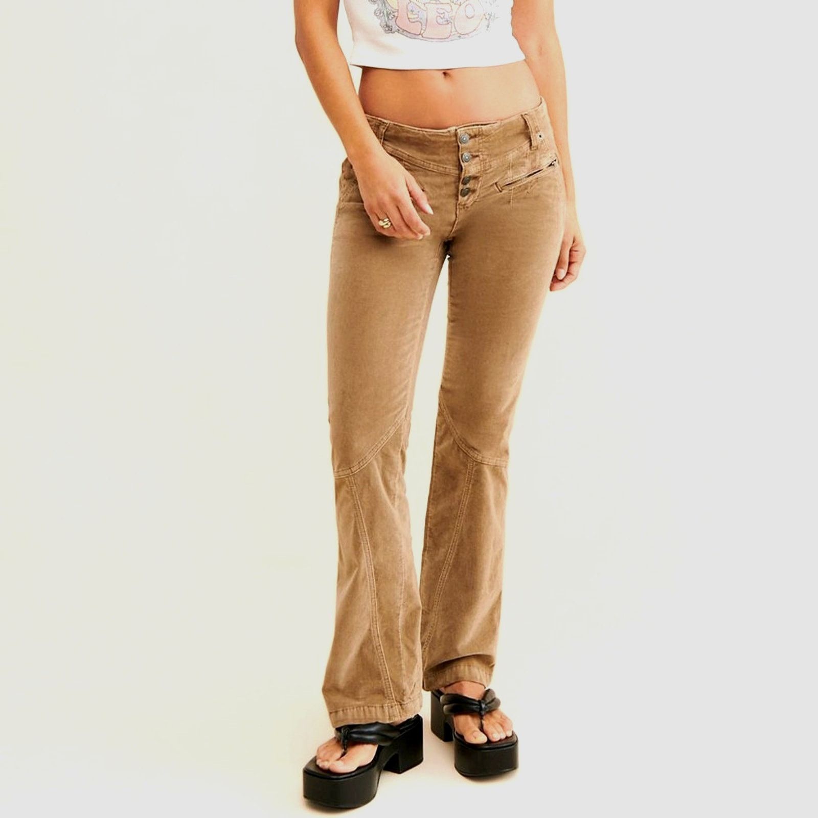 Free People Free People Hit Back Slim Flare Pants - Neutral - size 10 Size 32" / US 10 / IT 46 - 2 Thumbnail