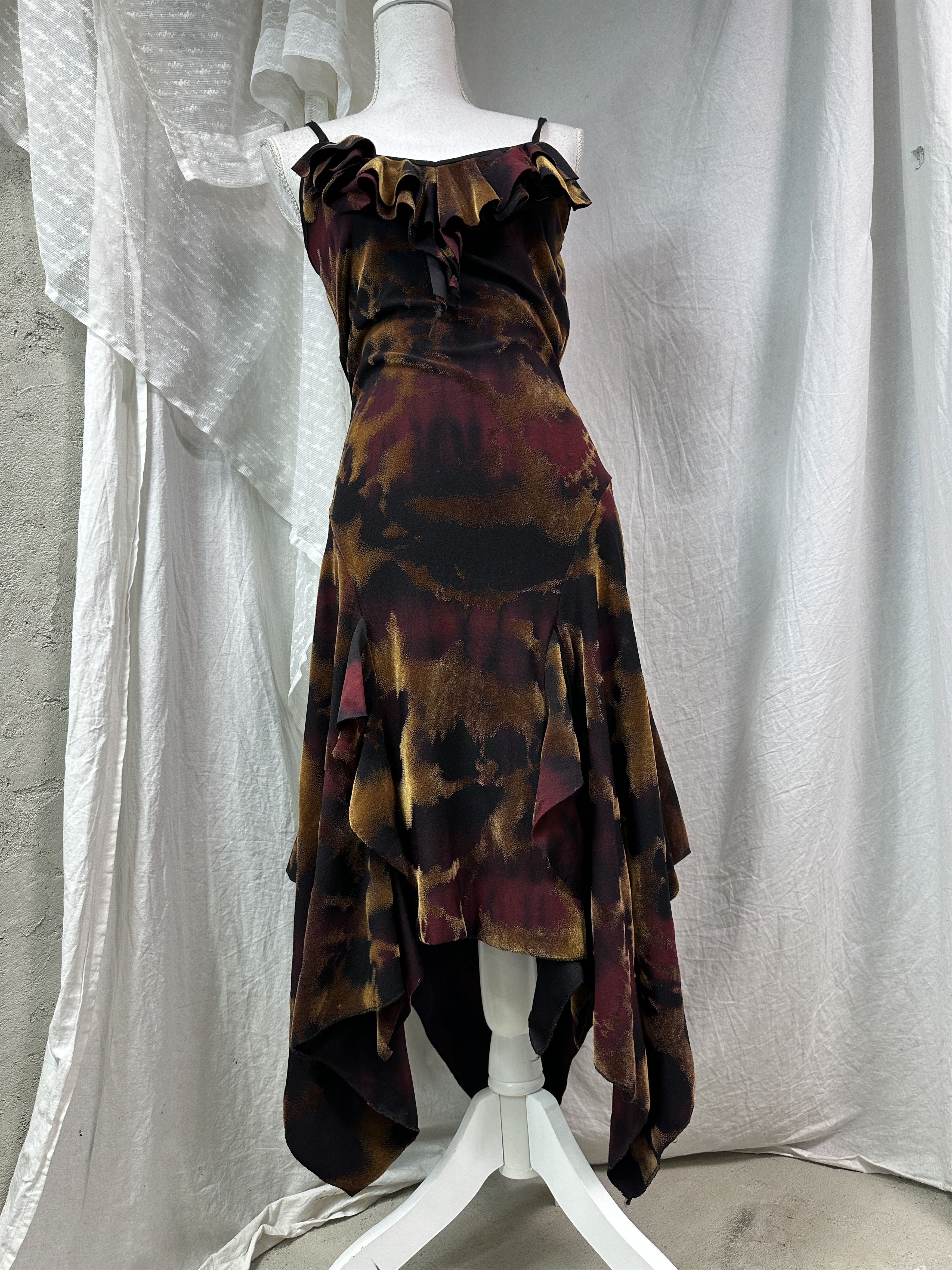 Vintage Vintage Made In France Velvet Asymmetrical Dress 90s Size S / US 4 / IT 40 - 1 Thumbnail