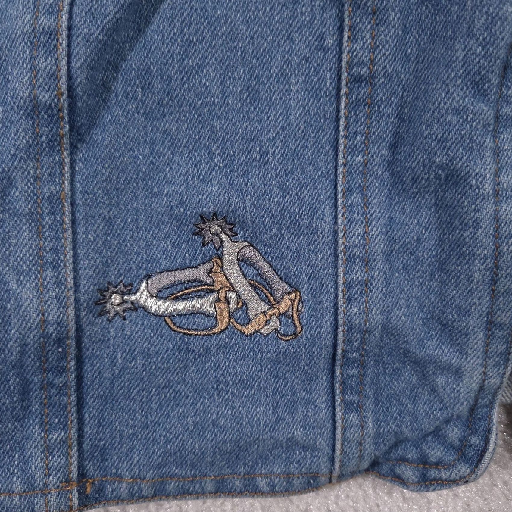 Speedo VINTAGE Speed Control Vest Girls Small Blue Denim Zip Front Embroidered Horse Western Size S / US 4 / IT 40 - 6 Thumbnail