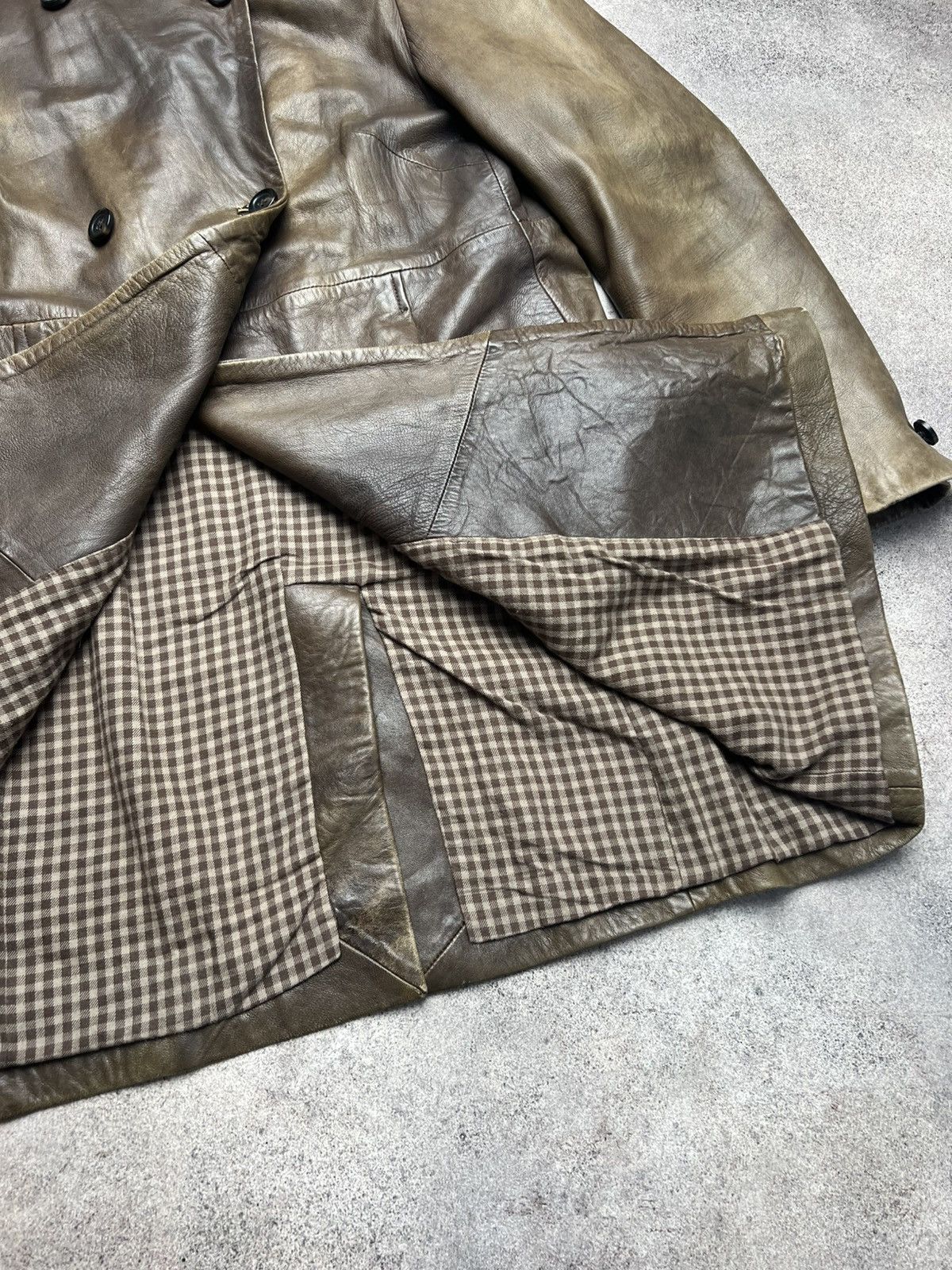 Japanese Brand × Vintage Vintage washed obscur style leather coat Size M / US 6-8 / IT 42-44 - 6 Thumbnail