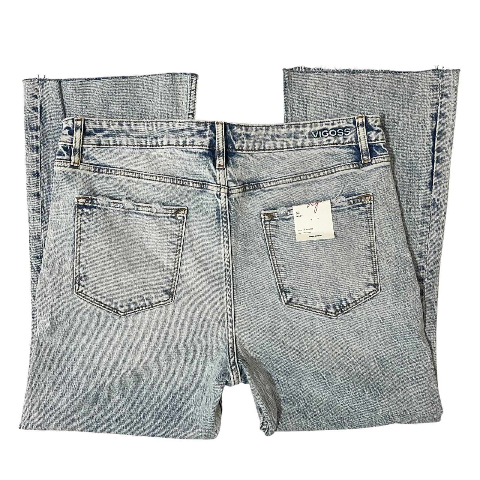 Other Miley Pop Crop Bootcut Jeans - Raw Hem Edge Zip Fly Button Size 32" / US 10 / IT 46 - 3 Thumbnail