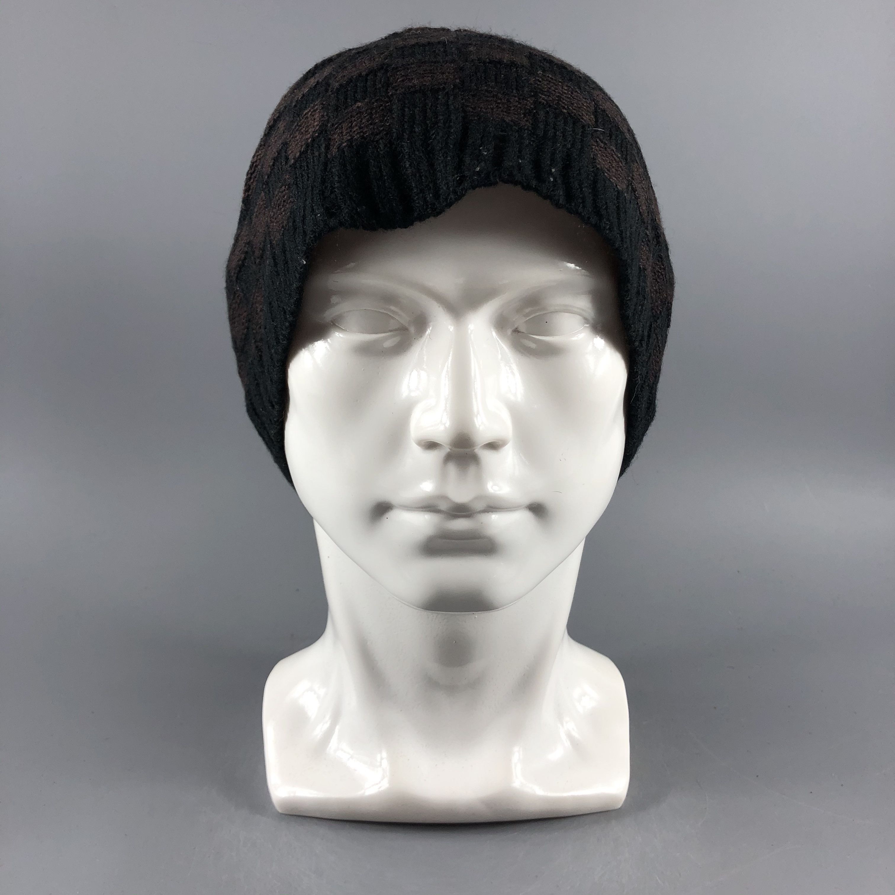 image of Vintage Unknown Checker Beanie Snow Hat Snow Cap -D281 in Black/Brown, Men's