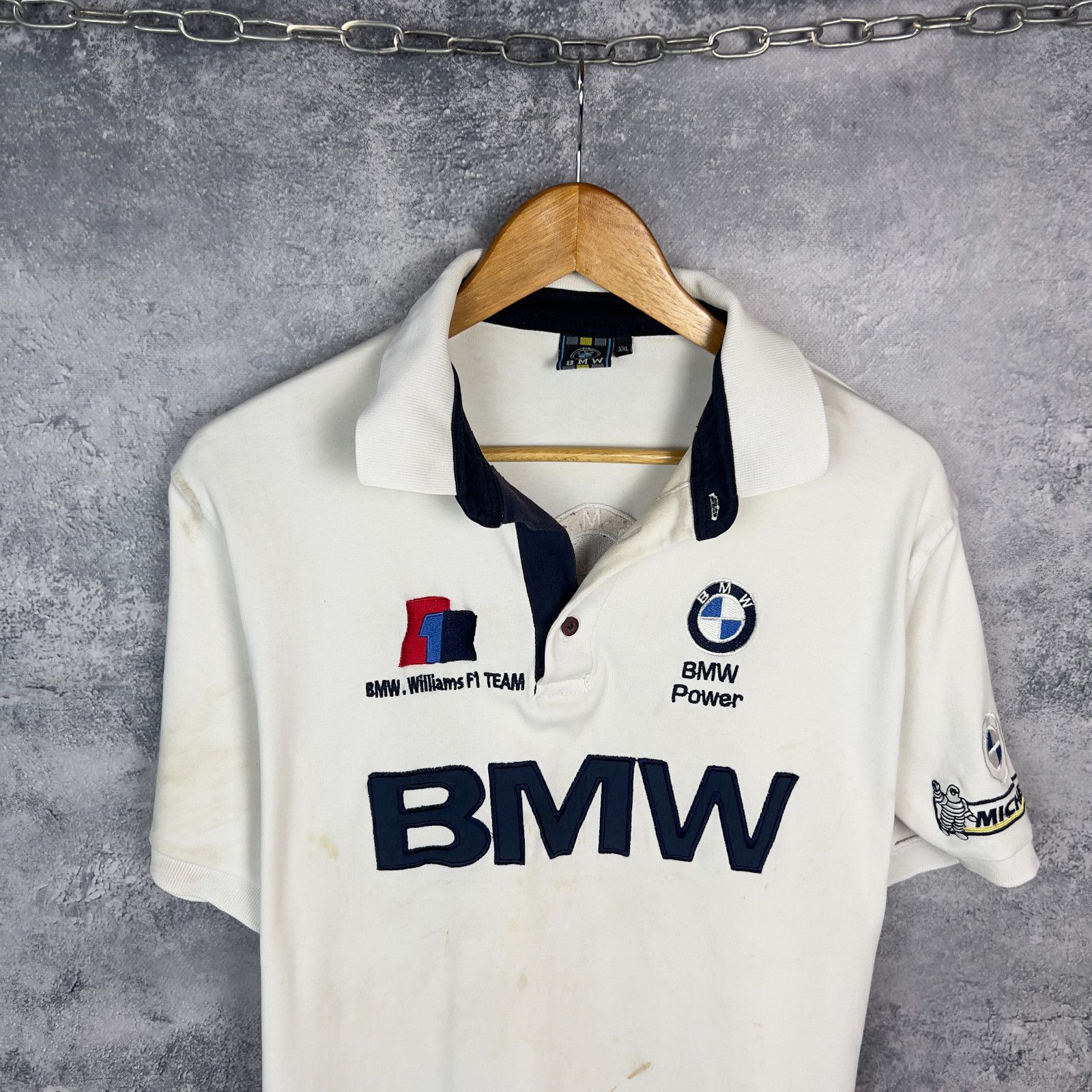 BMW Bmw Polo Shirt F1 Men's Size XXL White Cotton Short Sleeve` Size US XXL / EU 58 / 5 - 2 Thumbnail