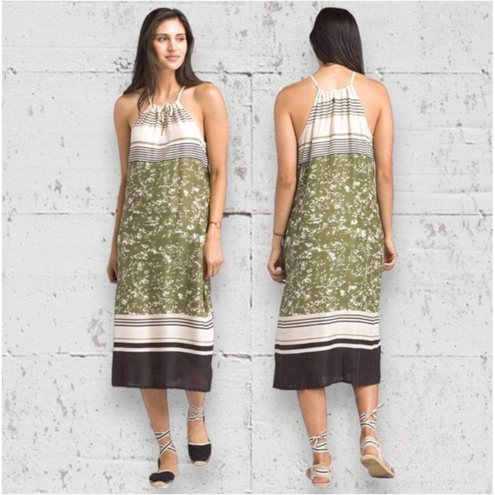 Prana Prana Parisol Midi Cardo Canopy Dress Green Halter Boho Med Size M / US 6-8 / IT 42-44 - 1 Thumbnail