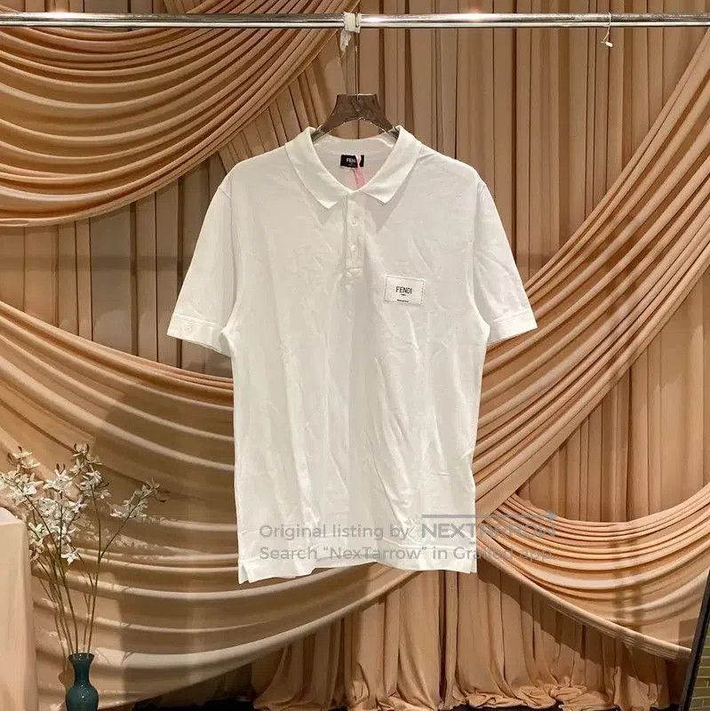 Fendi Women's White Cotton Polo Shirt .