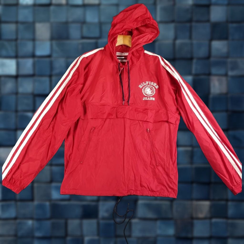 Tommy Hilfiger Tommy Hilfiger Jacket Windbreaker Convertible Women M Anorak Zip Closure Logo Breathable polyester microfiber solid red Size M / US 6-8 / IT 42-44 - 1 Thumbnail