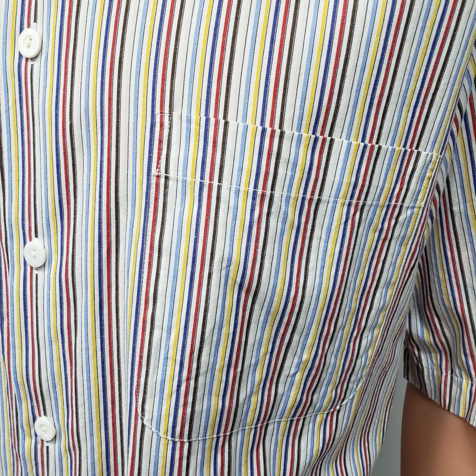 BUGATCHI BUGATCHI Uomo Shirt Hidden Button-Down Colorful Striped S/S Size US L / EU 52-54 / 3 - 6 Thumbnail