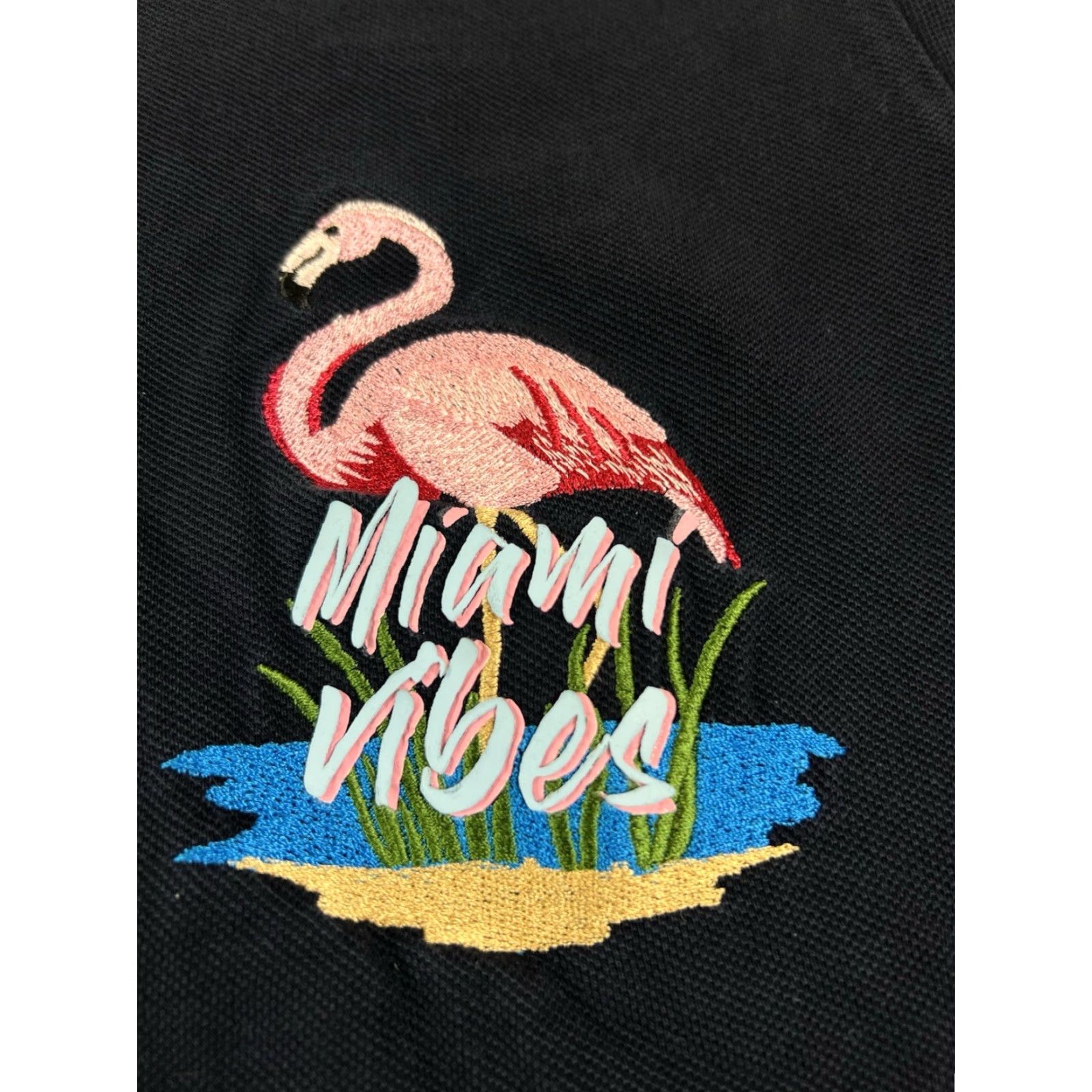 Vintage Mens Flamingo Miami Vibes Polo Blue Shirt Size M Medium Size US M / EU 48-50 / 2 - 6 Thumbnail