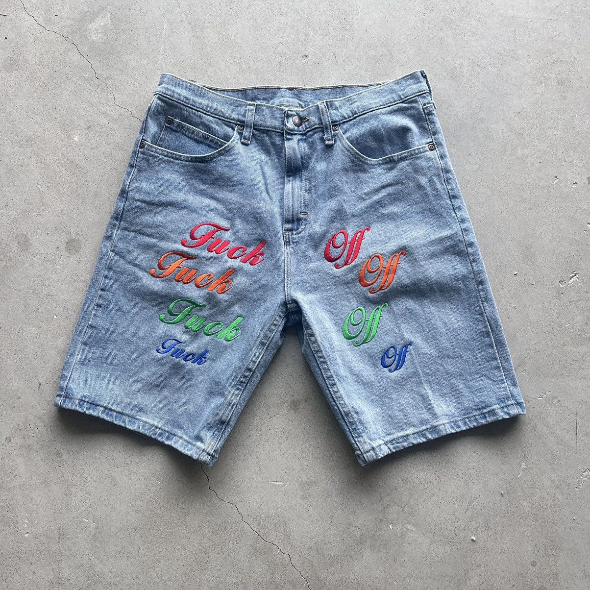 Prolific F Off Denim Jort Shorts Like Kapital Size US 34 / EU 50 - 1 Thumbnail