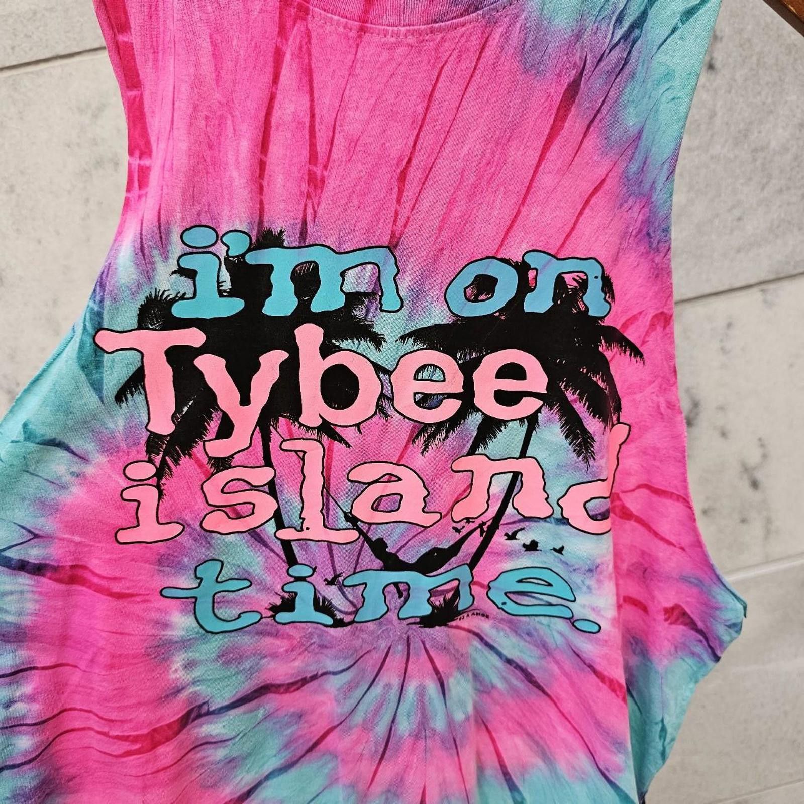 Designer Tie-Dye Tybee Island Time Pink and Blue Tank Top Size US S / EU 44-46 / 1 - 2 Thumbnail
