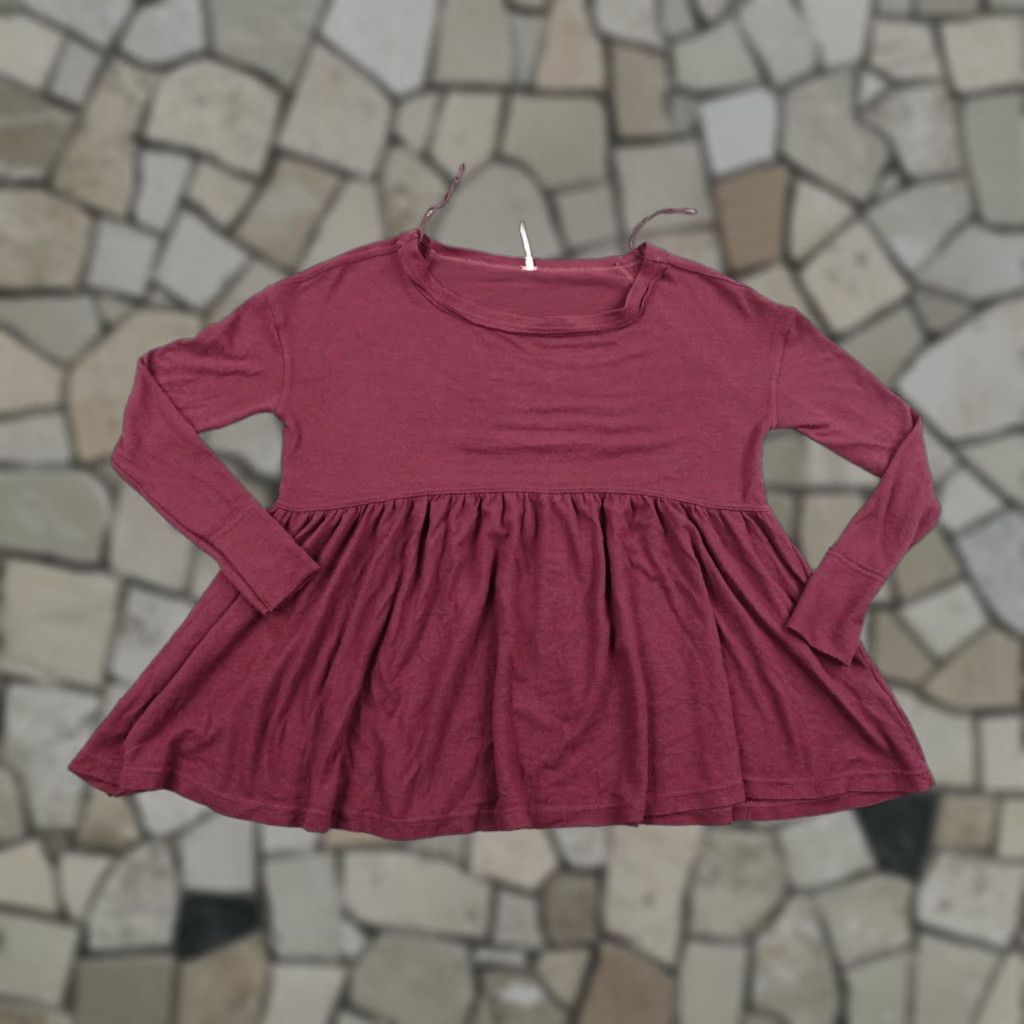 Free People Free People Shirt Womens XS Garnet Red Forever Your Girlfriend Empress Top Knit Womens Size XS / US 0-2 / IT 36-38 - 1 Thumbnail