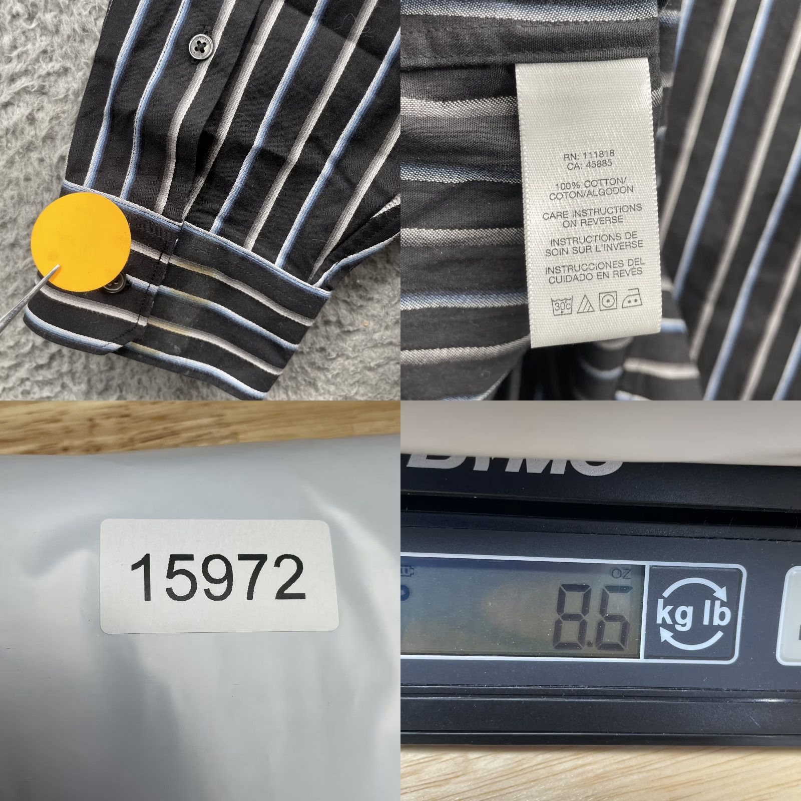 Michael Kors Michael Kors Dress Shirt Men’s Large Black Blue Office Preppy Cocktail Shirt Size 42R - 8 Thumbnail