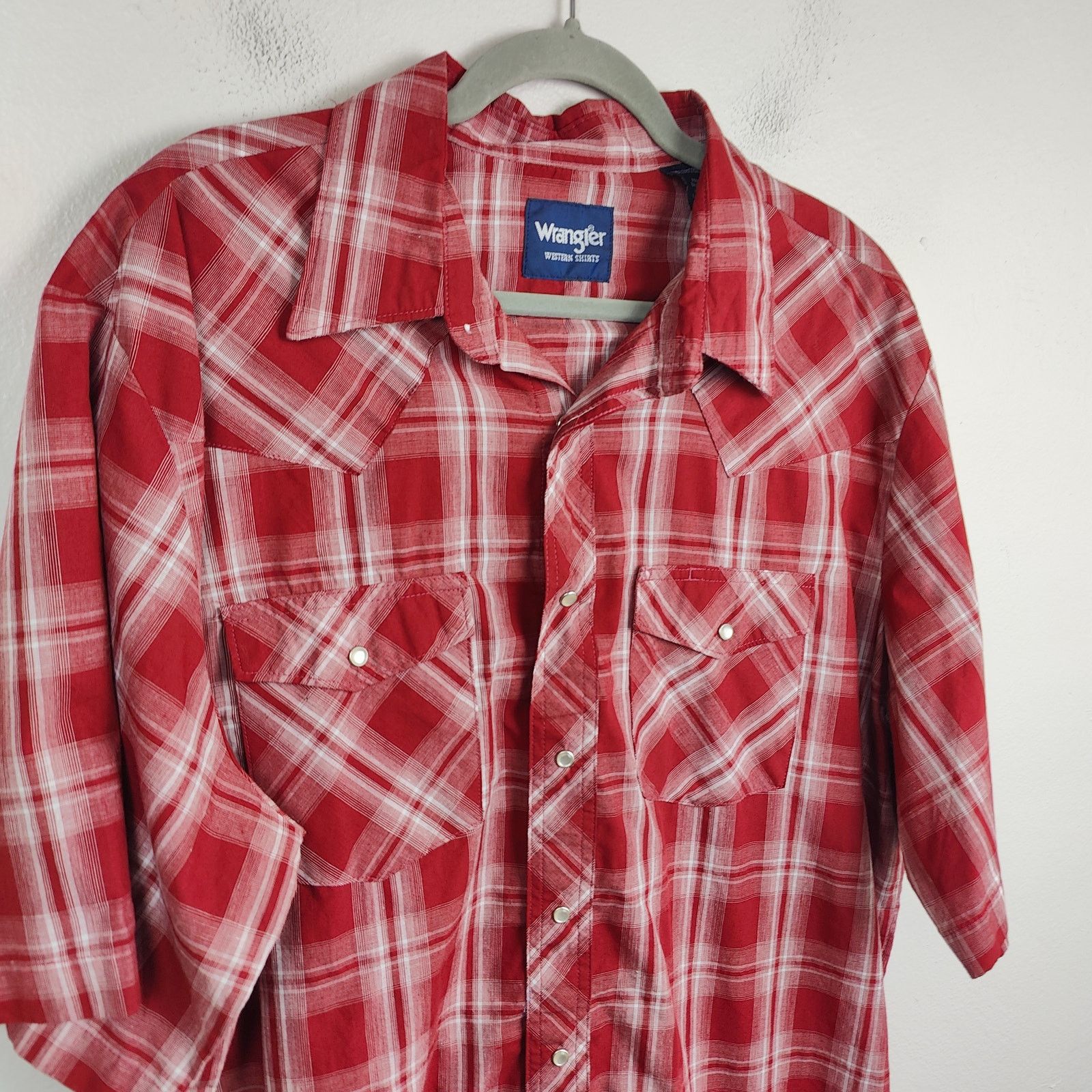 Wrangler Vintage Wrangler Pearl Snap Button Shirt Men XLT Red Size US XL / EU 56 / 4 - 2 Thumbnail