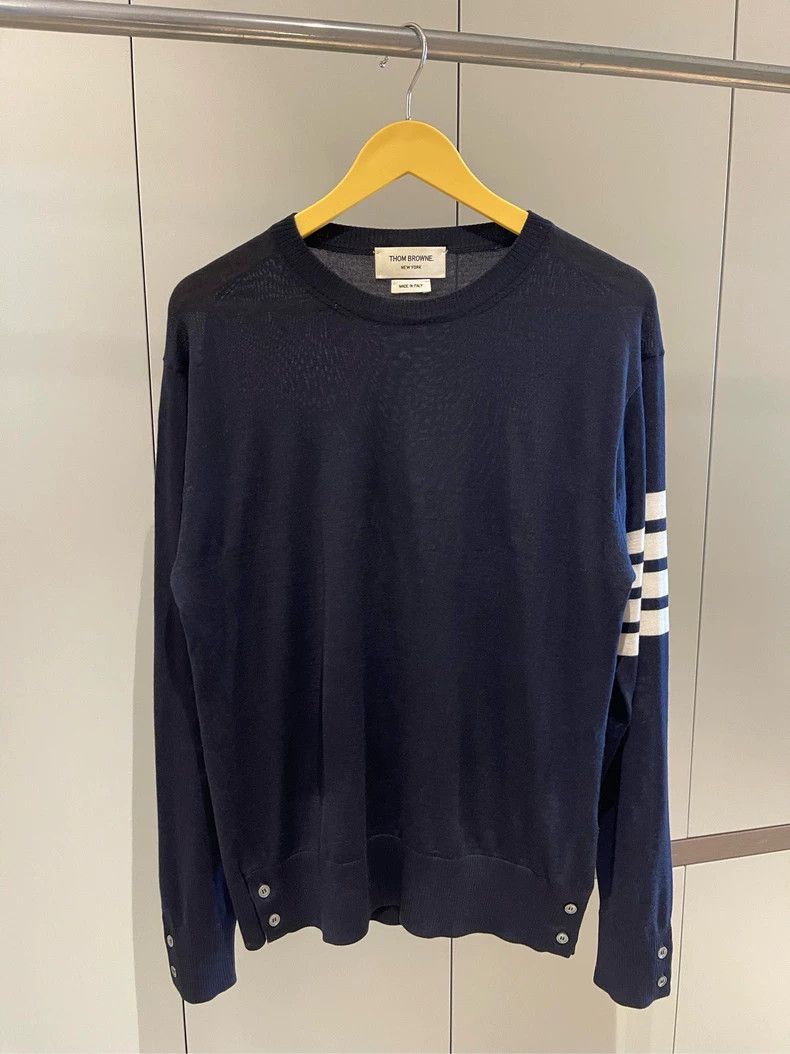 Thom Browne Thom Browne Round neck knit wool sweater Size US L / EU 52-54 / 3 - 1 Thumbnail