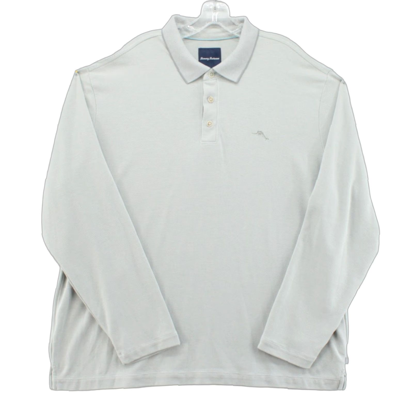 Tommy Bahama Tommy Bahama Shirt Mens 2XL Gray Solid Polo Long Sleeve Pullover Modal Polyester Size US XXL / EU 58 / 5 - 1 Thumbnail