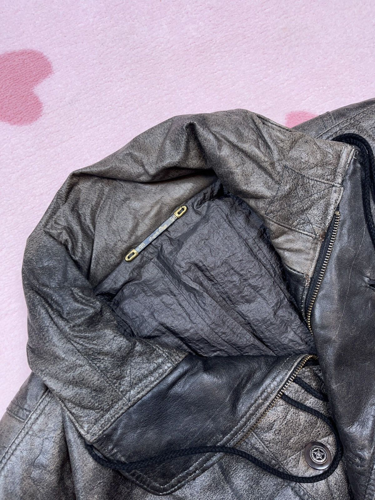 Genuine Leather × Japanese Brand × Vintage ➕ 90s vintage insane patina fade boxy leather flyer jacket Size US XL / EU 56 / 4 - 5 Thumbnail