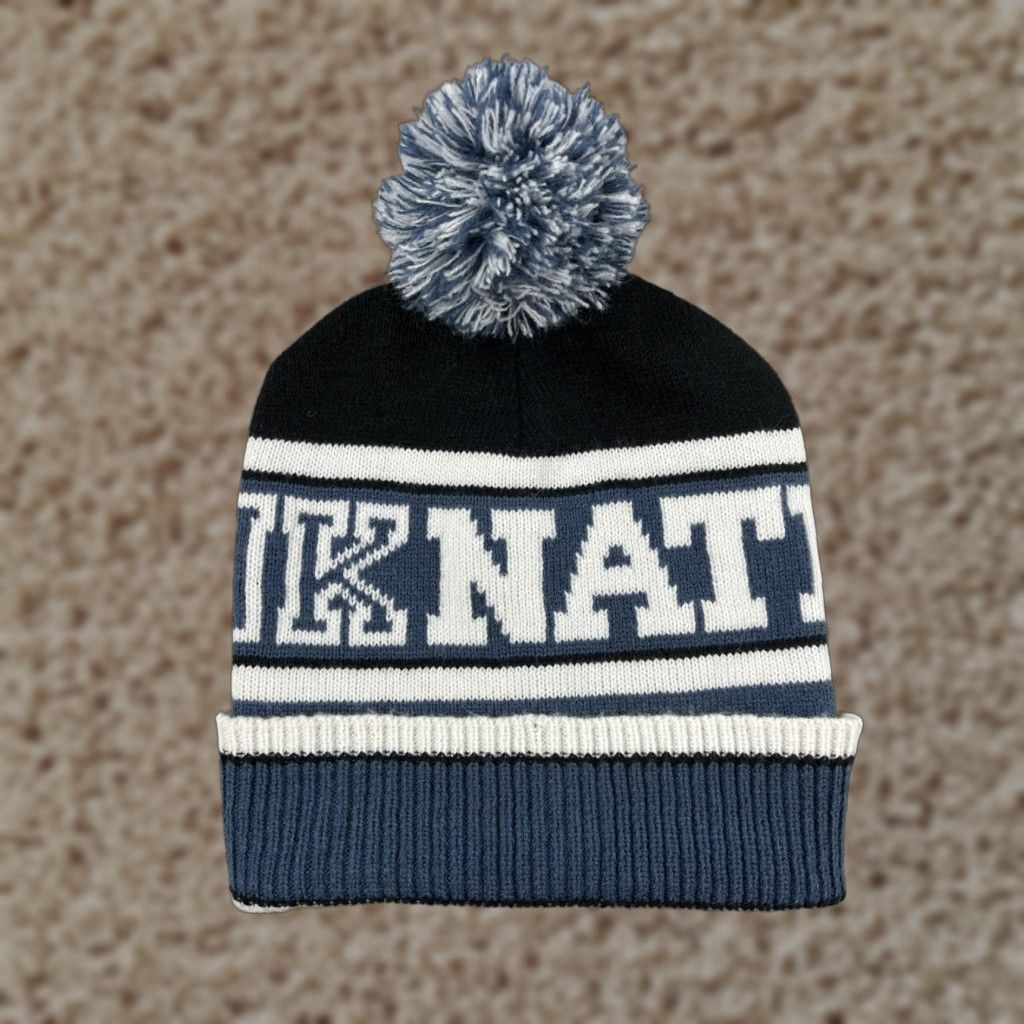 Victoria's Secret Victoria's Secret Beanie Adult One Size Blue White Acrylic Knit Logo Striped Winter Womens Size ONE SIZE - 1 Thumbnail