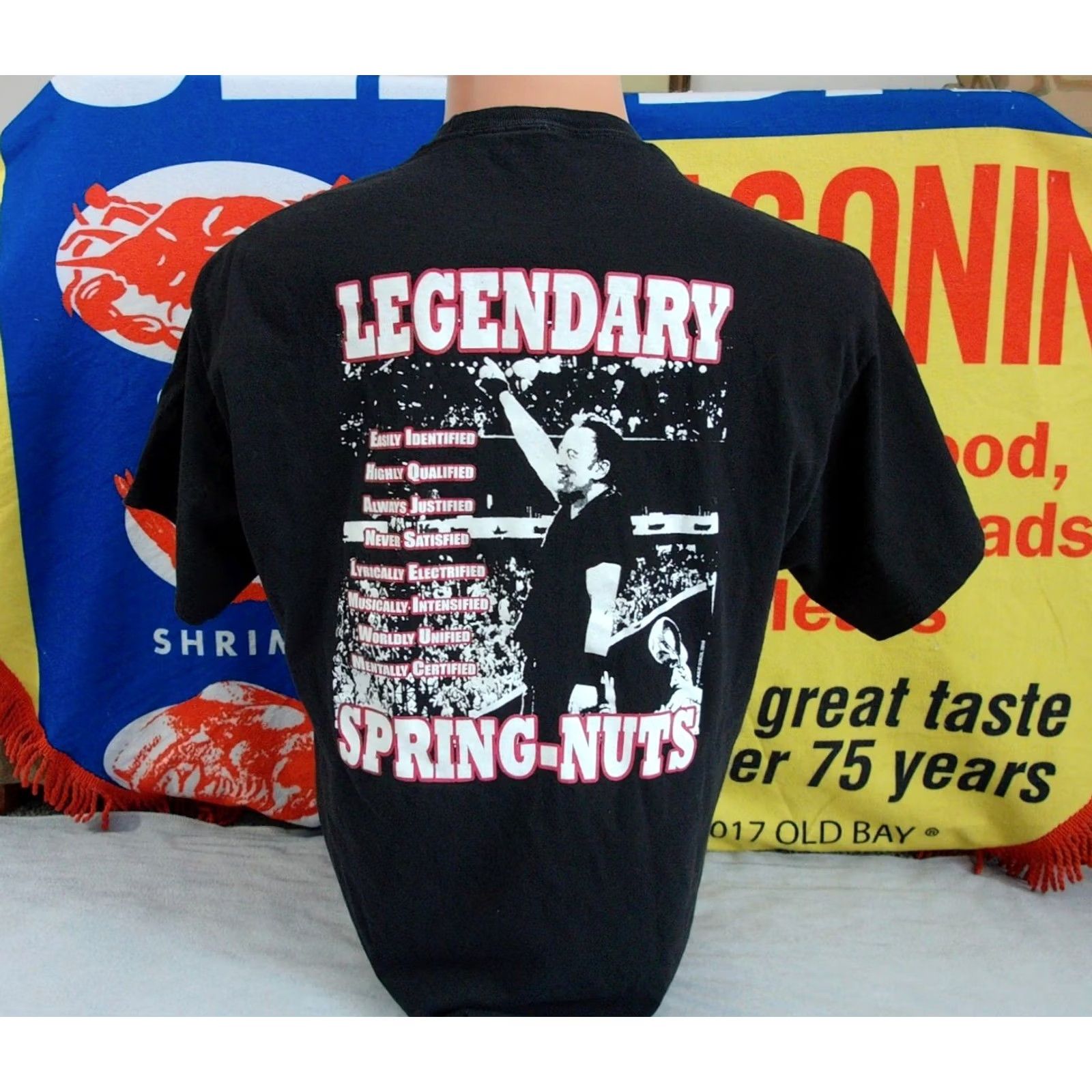 Gildan Bruce Springsteen Legendary SPRING-NUTS Fan Club T Shirt Mens LRG Rock The Boss Black Cotton Gildan Short Sleeve Crew Neck 2010-2019 Vintage No Size US L / EU 52-54 / 3 - 4 Thumbnail