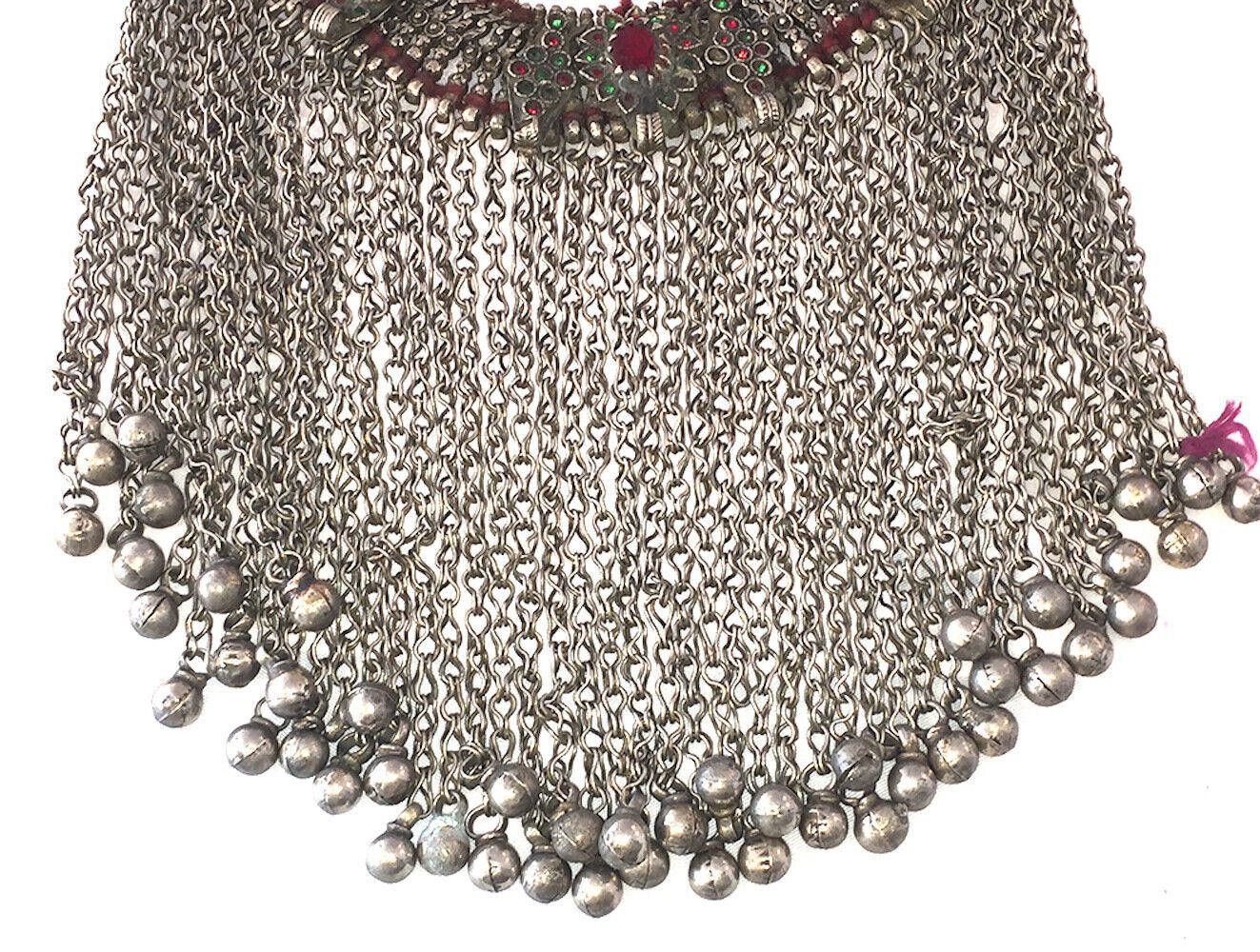 Designer Afghan Jingle Bell Tribal Glass Bib Necklace Size ONE SIZE - 3 Thumbnail