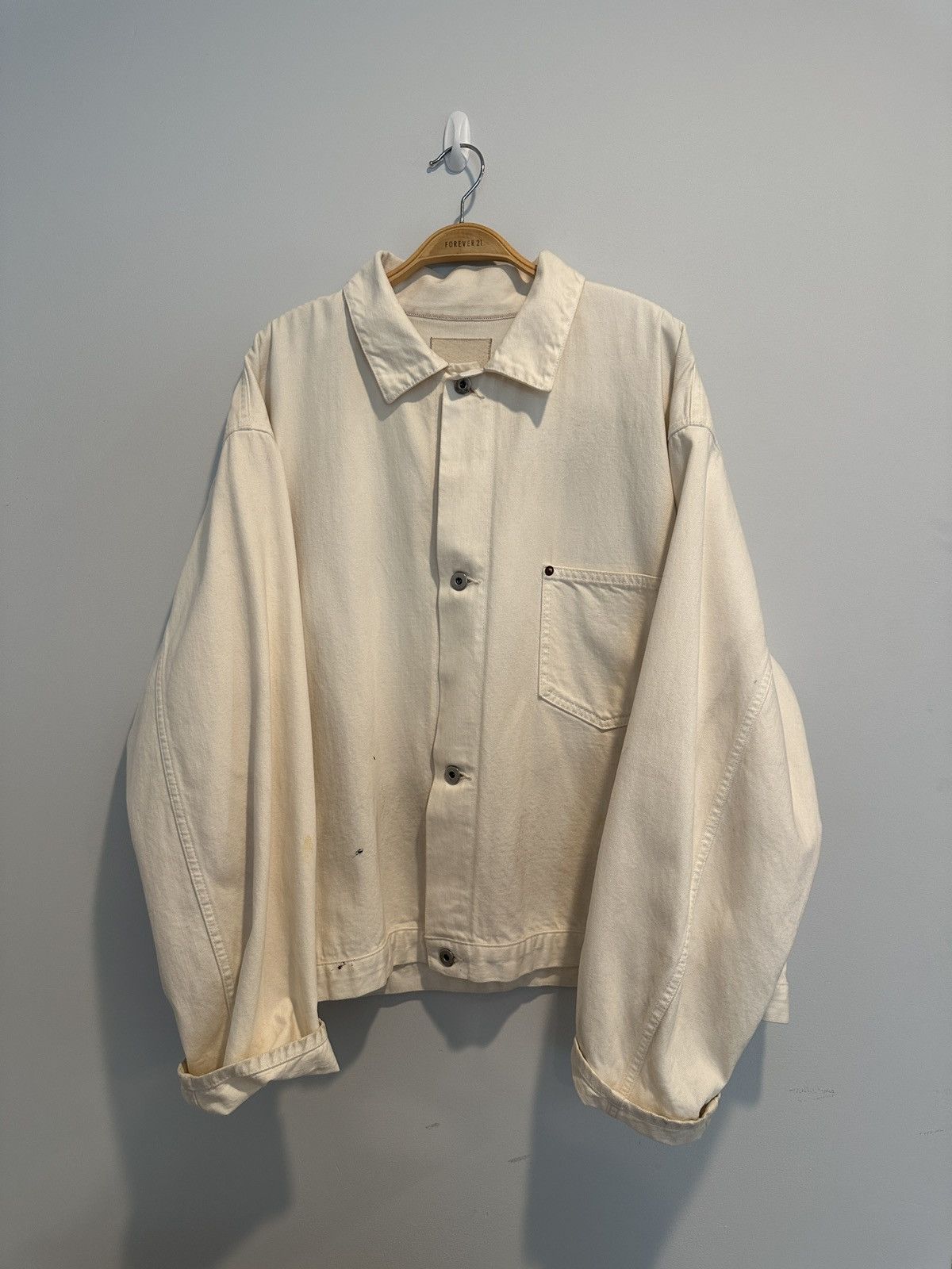 YOKO SAKAMOTO YOKO SAKAMOTO DENIM JACKET WHITE W PAINT Size US L / EU 52-54 / 3 - 4 Thumbnail