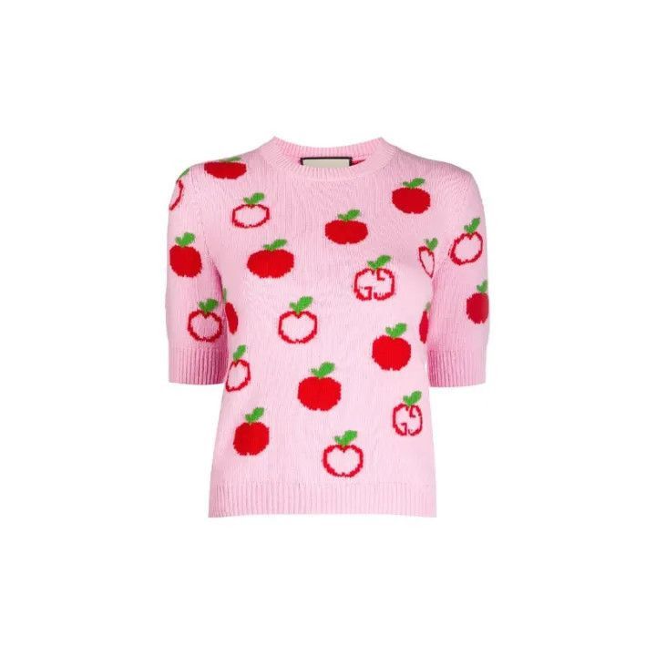 Gucci Gucci Pink Apple Pattern Wool Sweater-2507 Size L / US 10 / IT 46 - 8 Thumbnail
