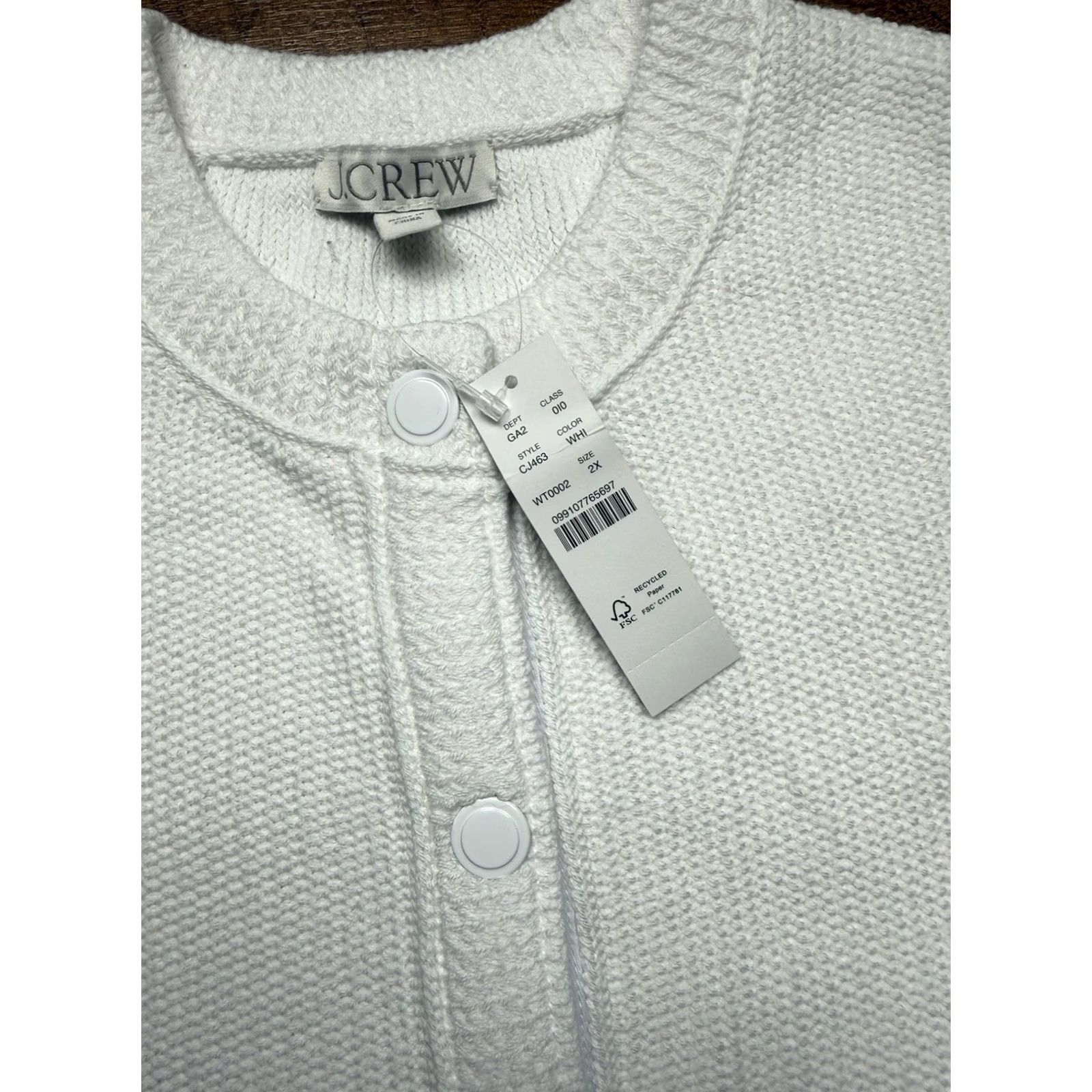 J.Crew NWT J. Crew Cropped button-up sweater shell Women’s Classic White Size 2X Vest Cardigan Sleeveless Crew Neck 100% Cotton Button Size XXL / US 16-18 / IT 52-54 - 6 Thumbnail