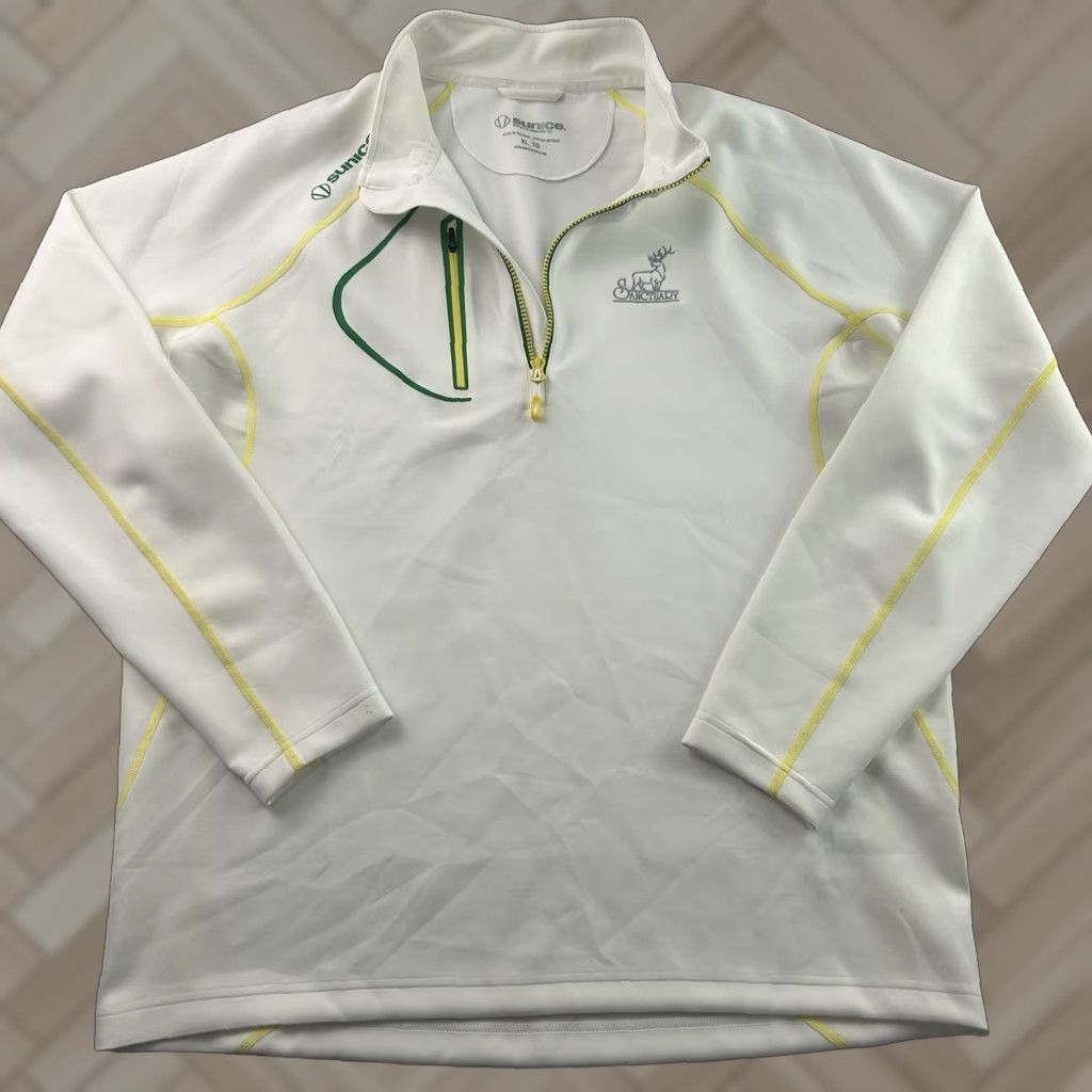 Sanctuary Sunice Sanctuary Jacket Pullover 1/4 Zip Men XL White Green Yellow Golf Size US XL / EU 56 / 4 - 1 Thumbnail