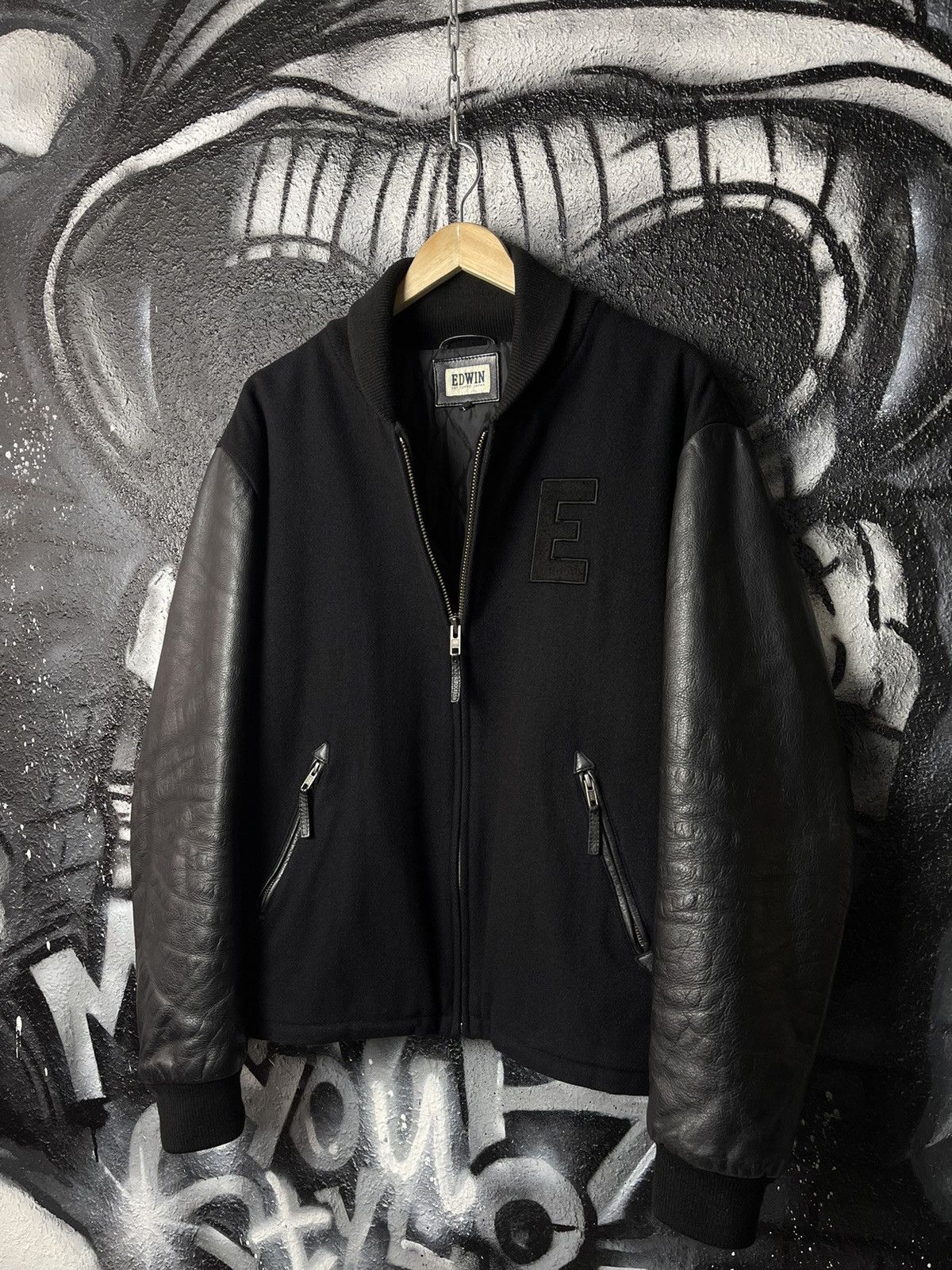 Edwin Edwin Wool/Leather Baseball Bomber Jacket Size L Size US L / EU 52-54 / 3 - 1 Thumbnail