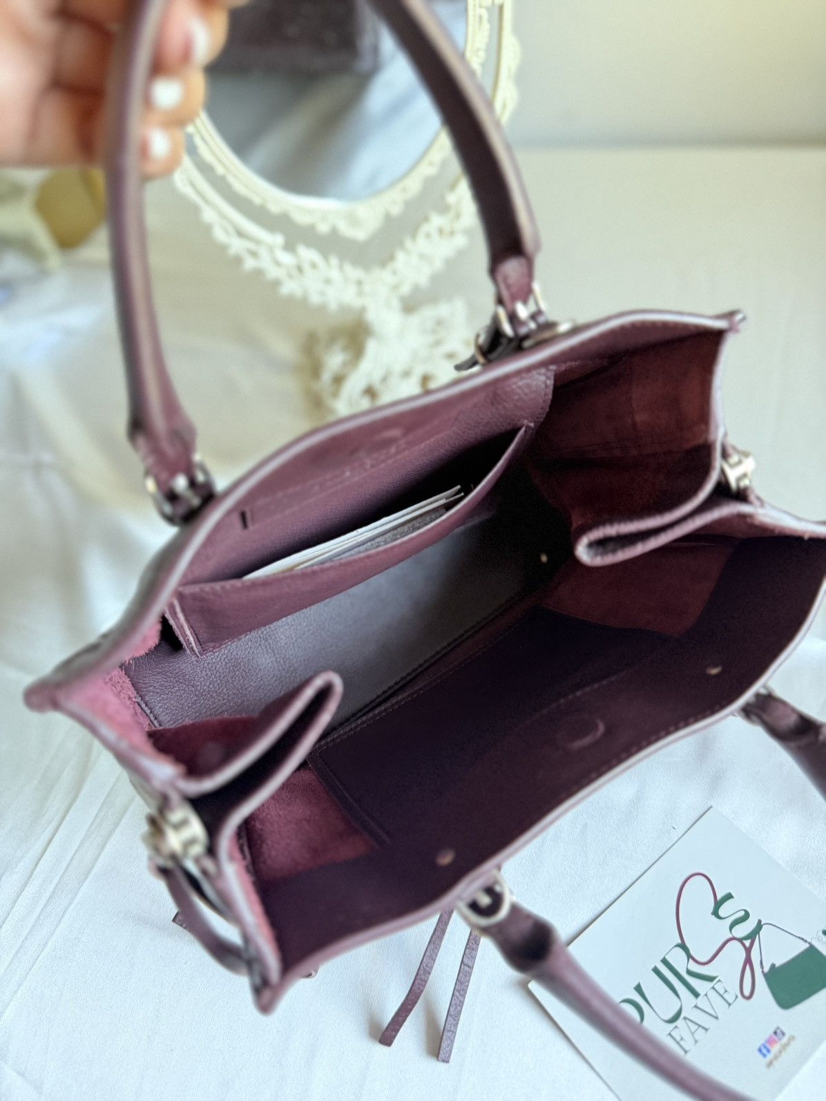 Balenciaga Authentic BALENCIAGA Mini Papier A4 Tote Burgundy Calfskin Size ONE SIZE - 7 Thumbnail