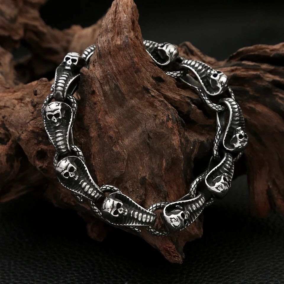 Jewelry Skull Snake Bracelet Size ONE SIZE - 4 Thumbnail